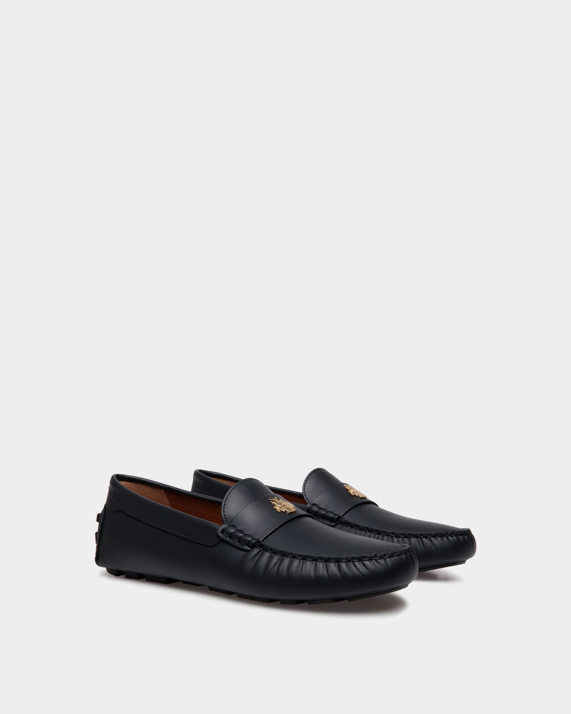Kerbs Driver In Navy Blue Leather - Men's - Bally - 03