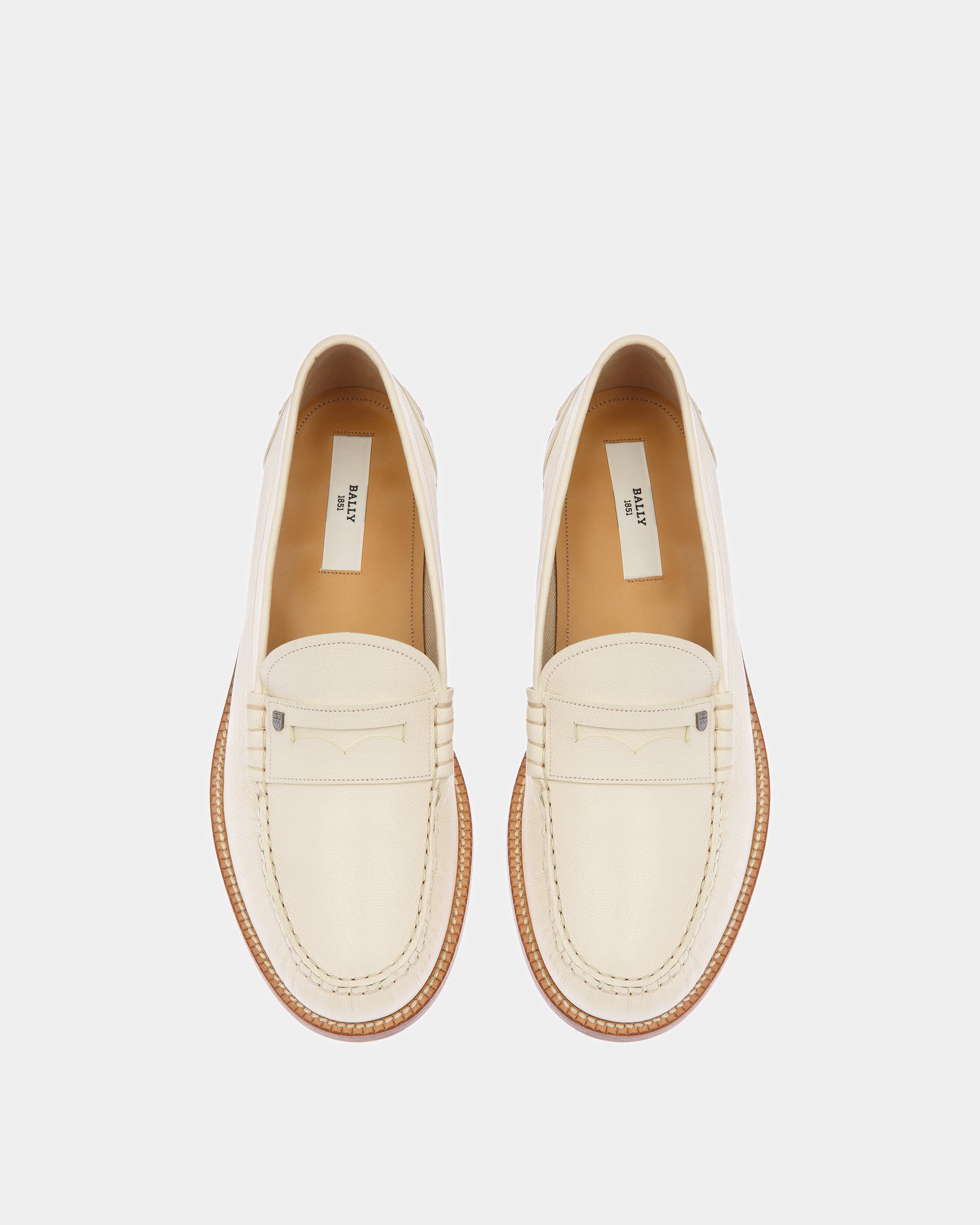 Ron Leather Moccasins In Bone - Men's - Bally - 02