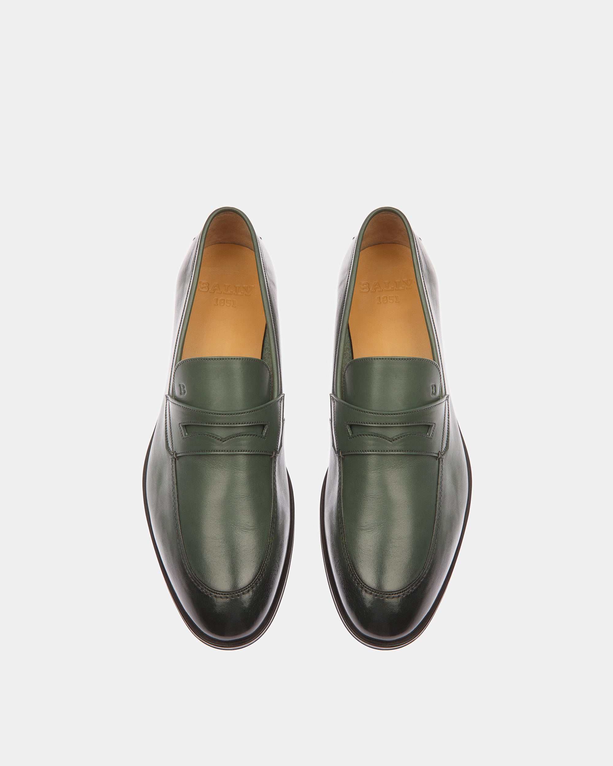 Webb Leather Loafers In Sage - Men's - Bally - 02