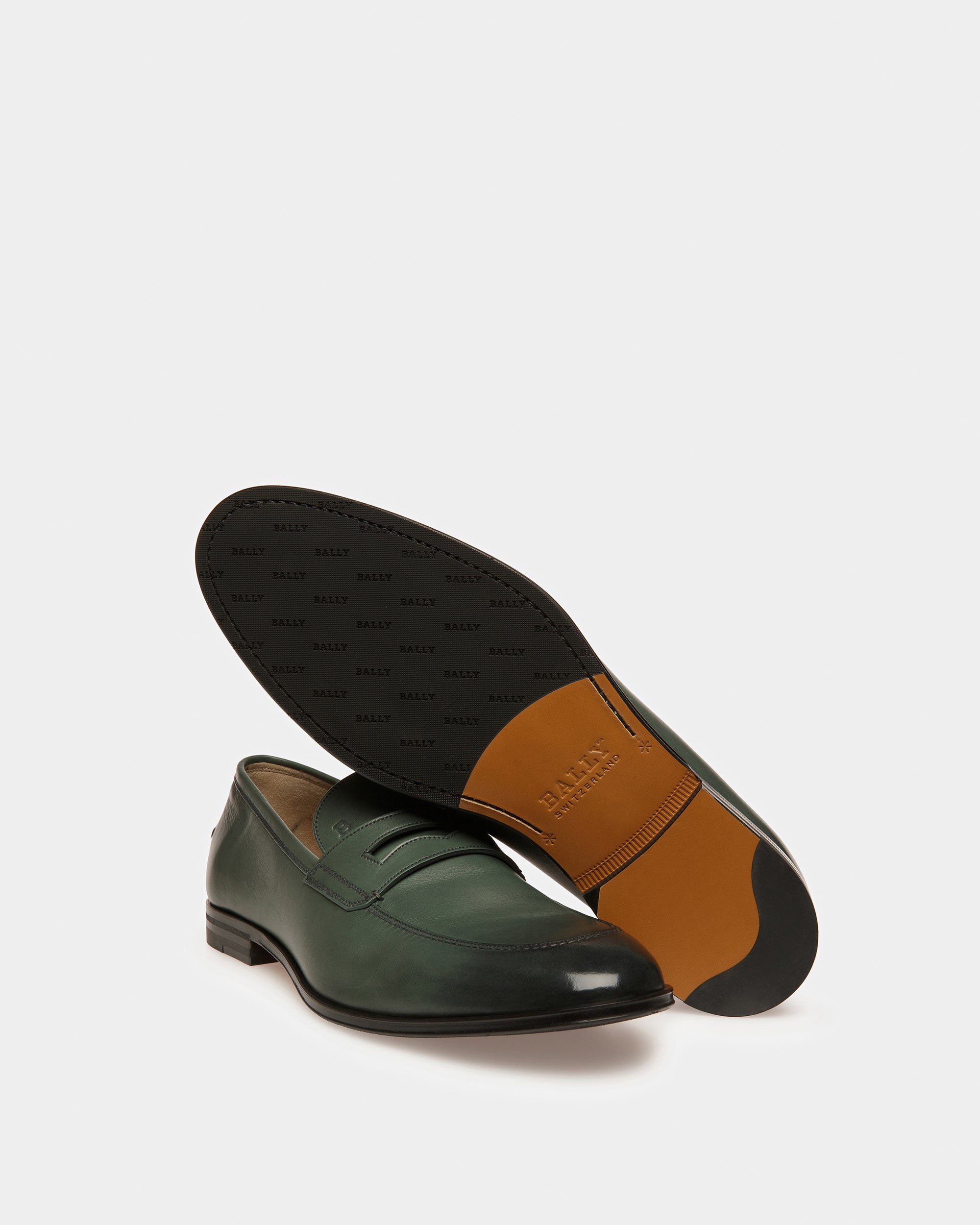 Webb Leather Loafers In Sage - Men's - Bally - 05