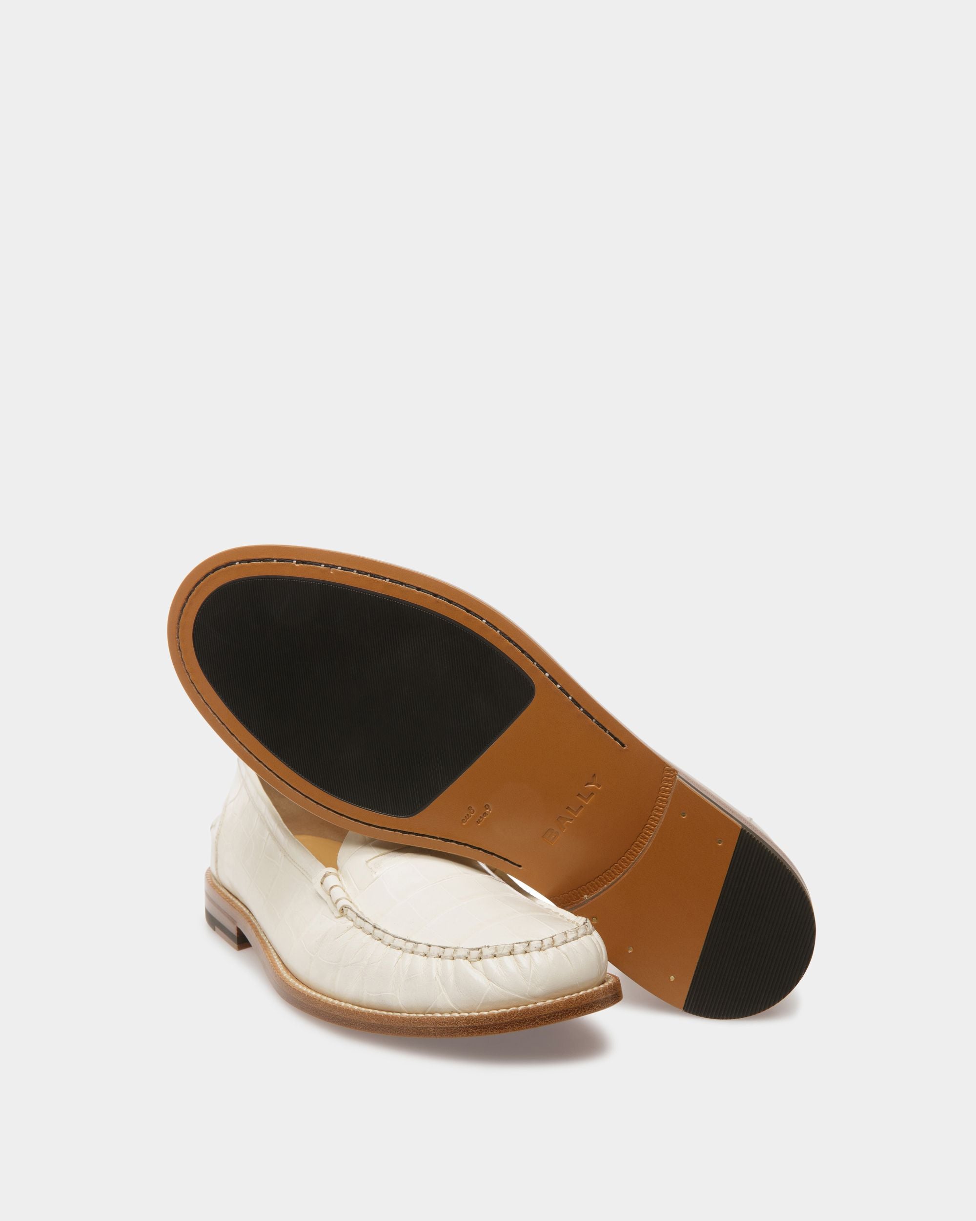 Rome Mocassins In Bone Leather - Men's - Bally - 04