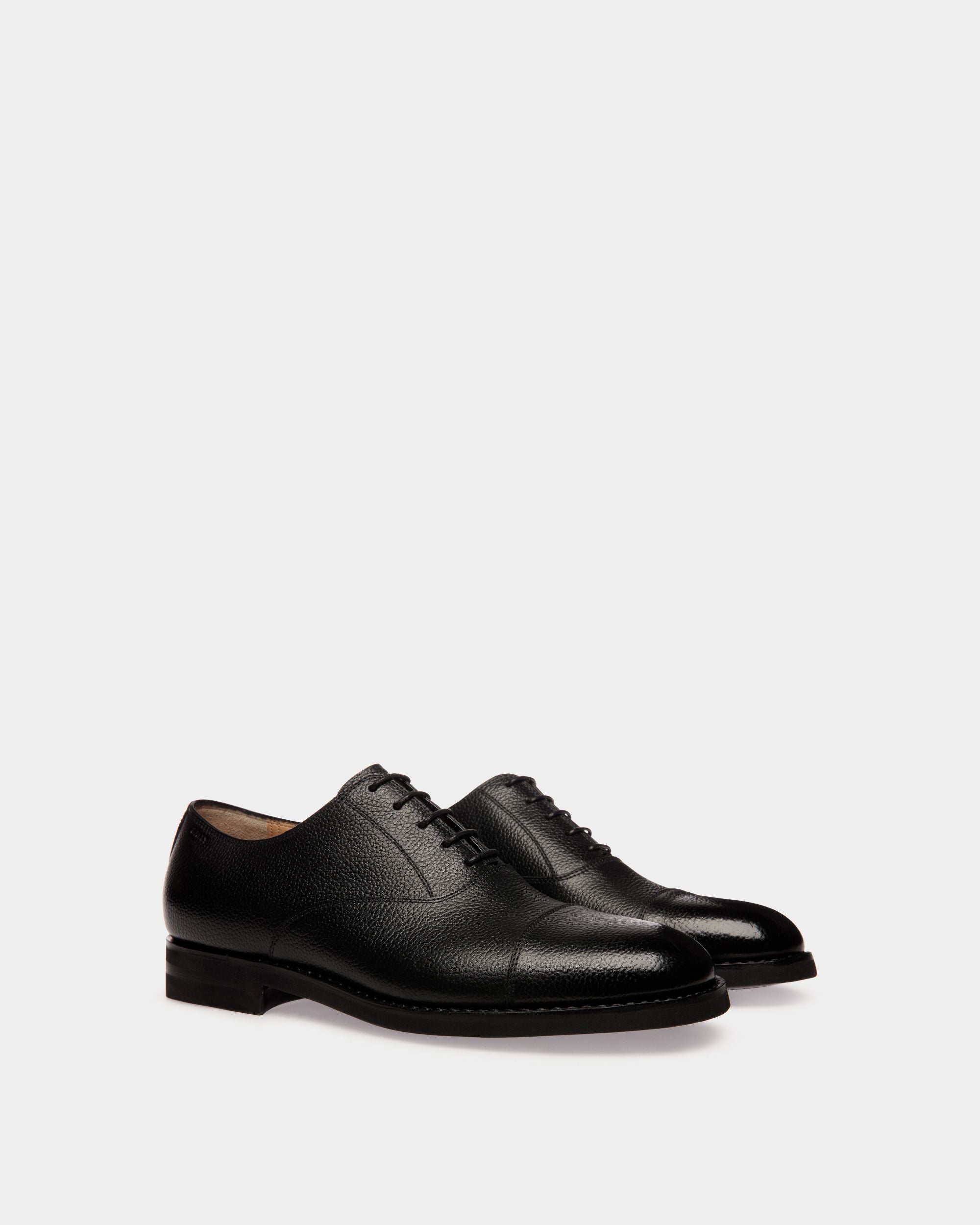 Schoenen Oxford In Black Grained Leather - Men's - Bally - 02