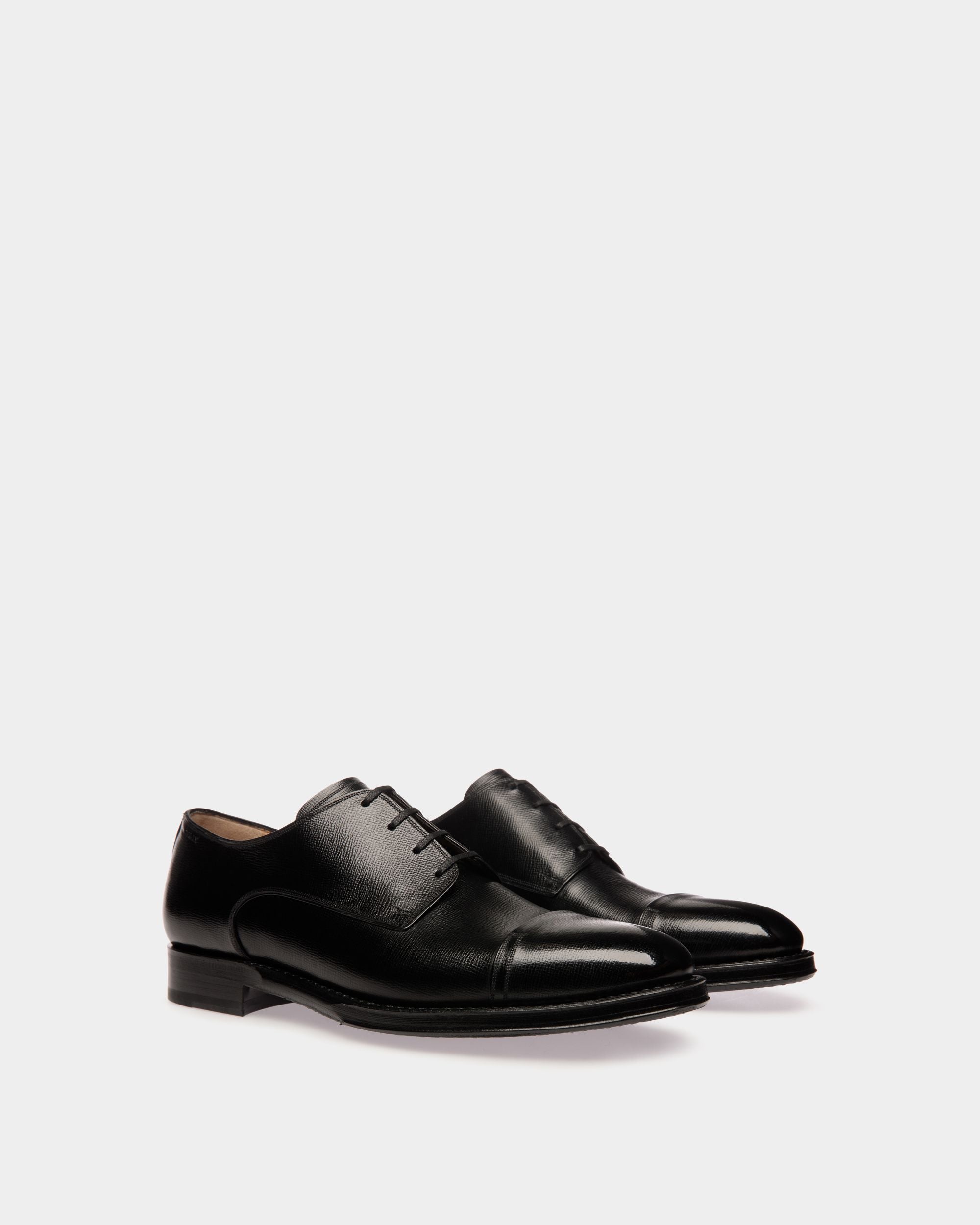 Scribe Un Derby in Black Grained Leather - Men's - Bally - 02