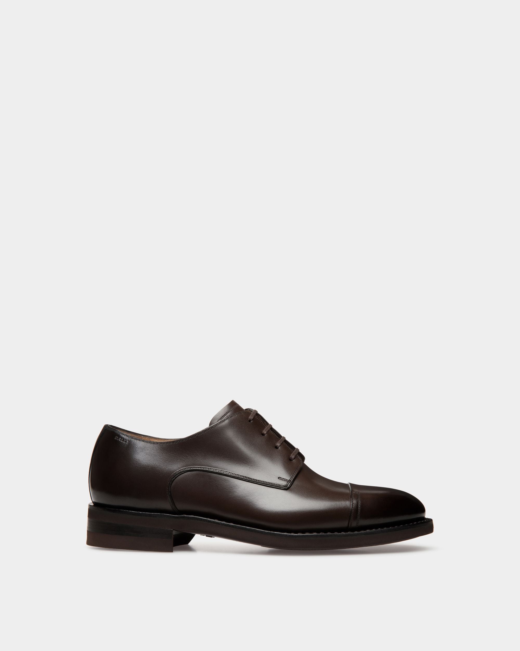 Scribe Un Derby in Ebano Leather - Men's - Bally - 01