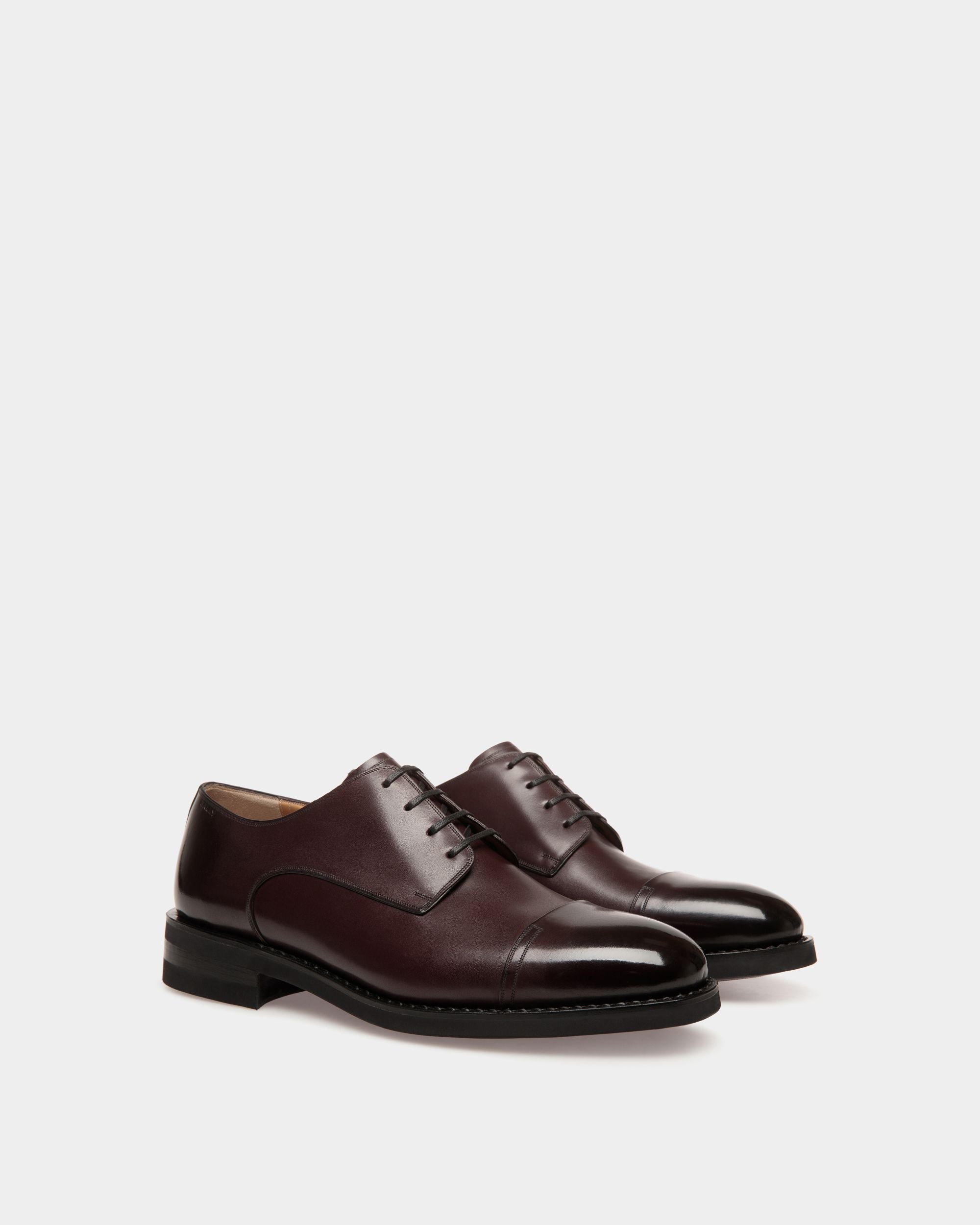 Scribe Un Derby in Deep Burgundy Leather - Men's - Bally - 02