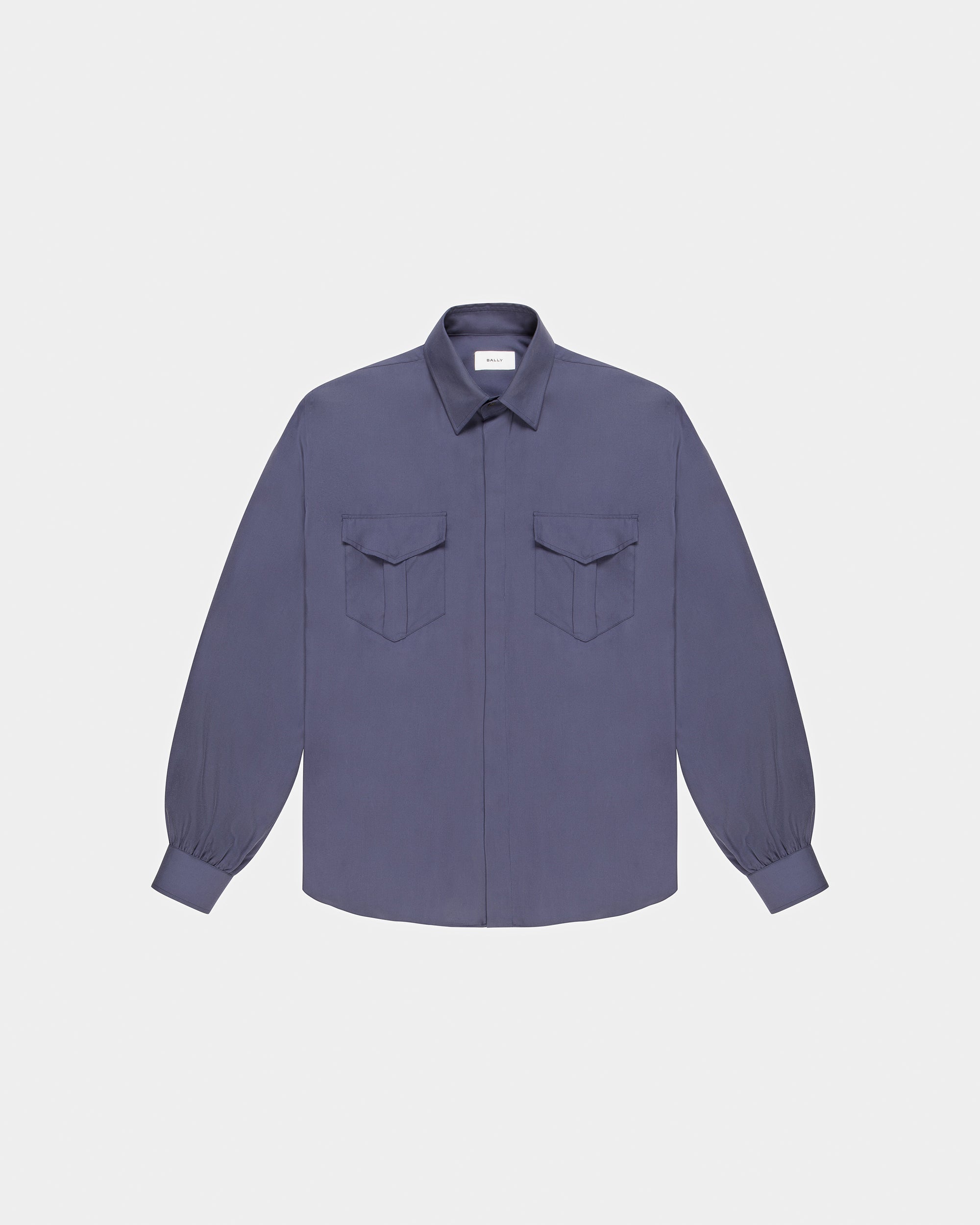 Pocket Front Silk Shirt In Navy - Men's - Bally - 06