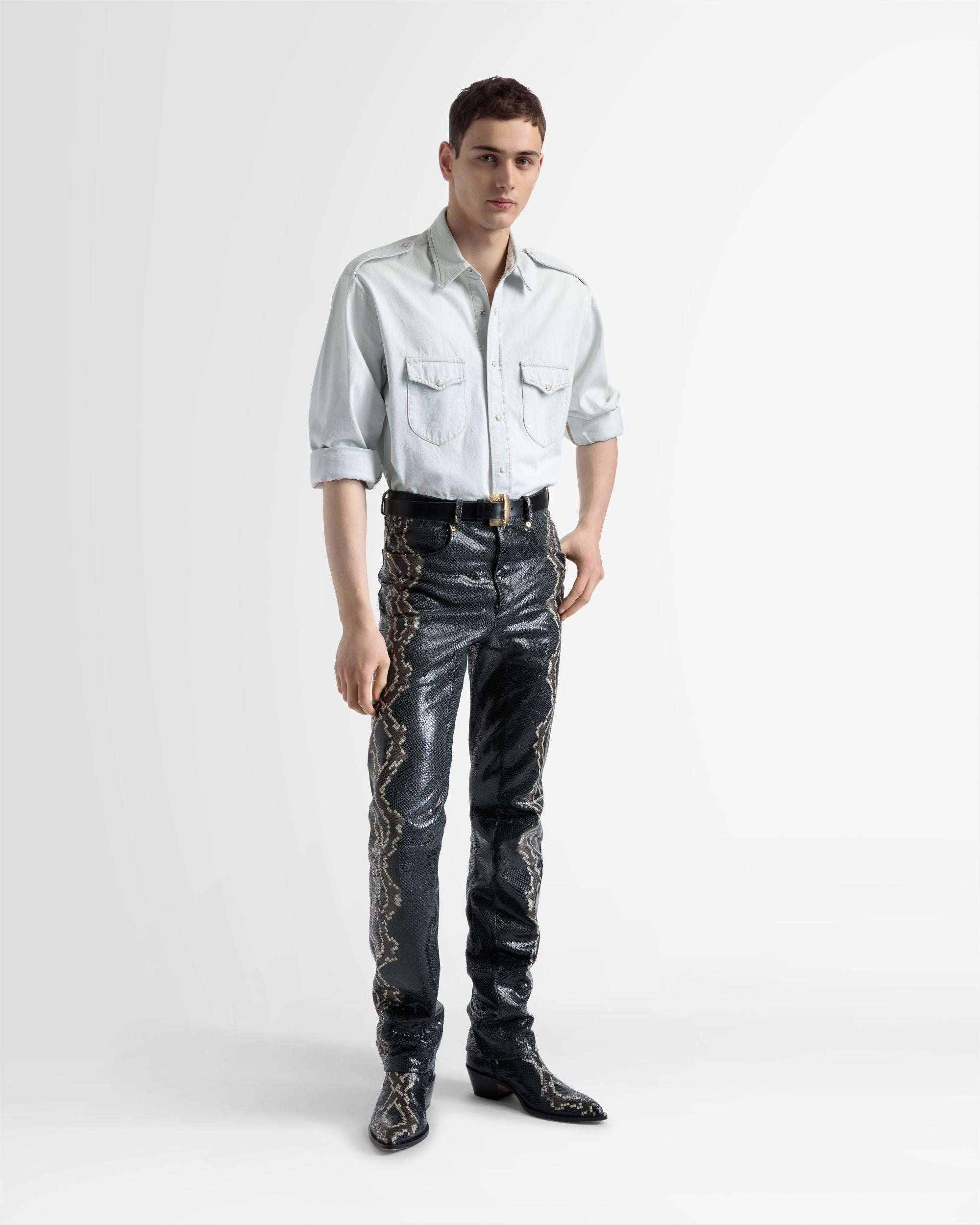 Cotton Long Sleeve Shirt In Bleached White - Men's - Bally - 02