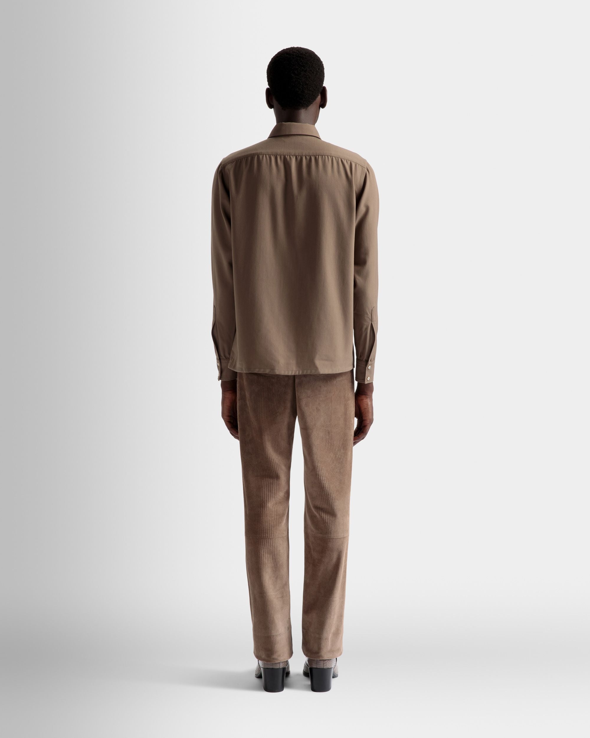 Pointed Collar Shirt In Sepia Wool Mix - Men's - Bally - 06
