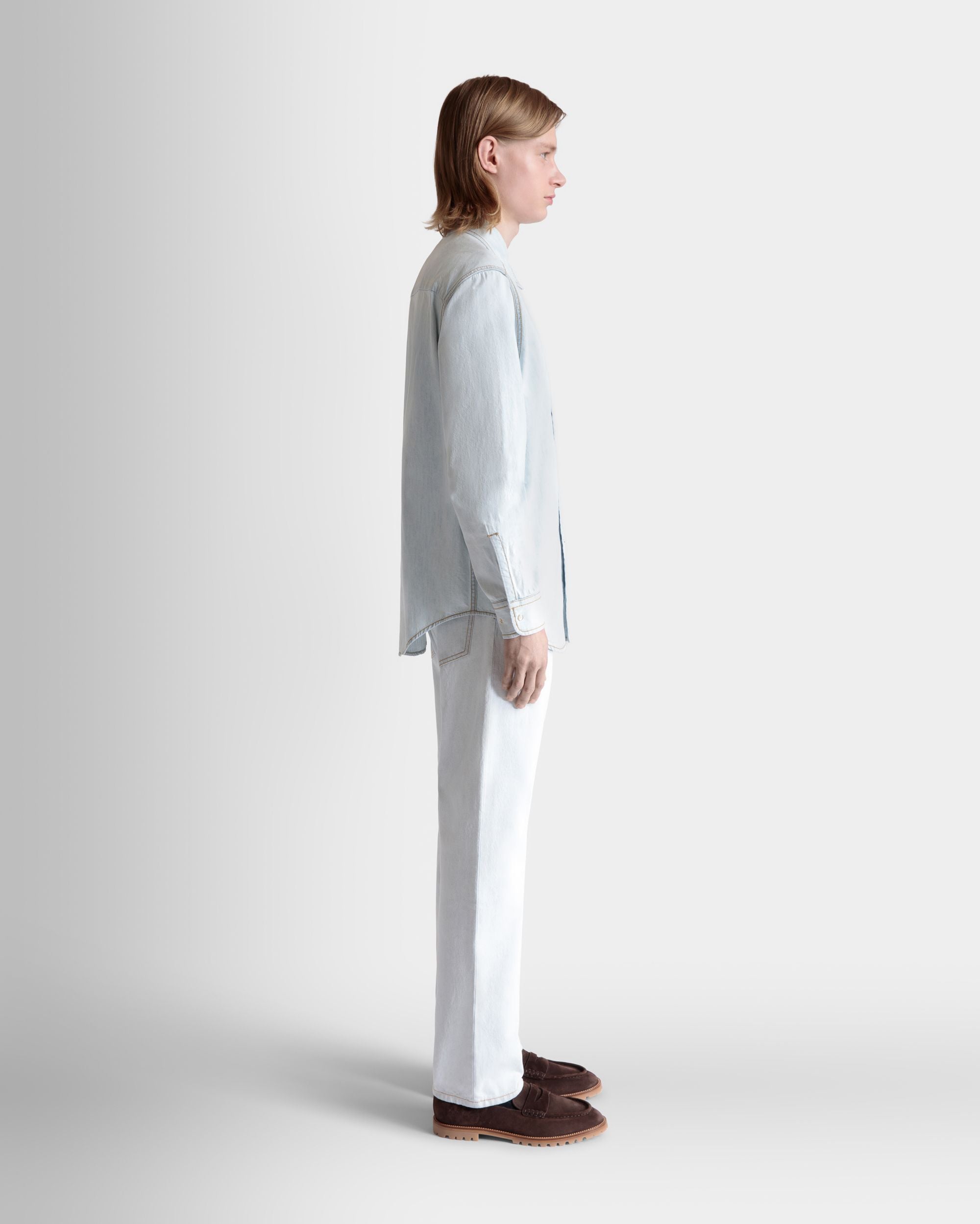 Long Sleeve Shirt in Light Blue Cotton - Men's - Bally - 05