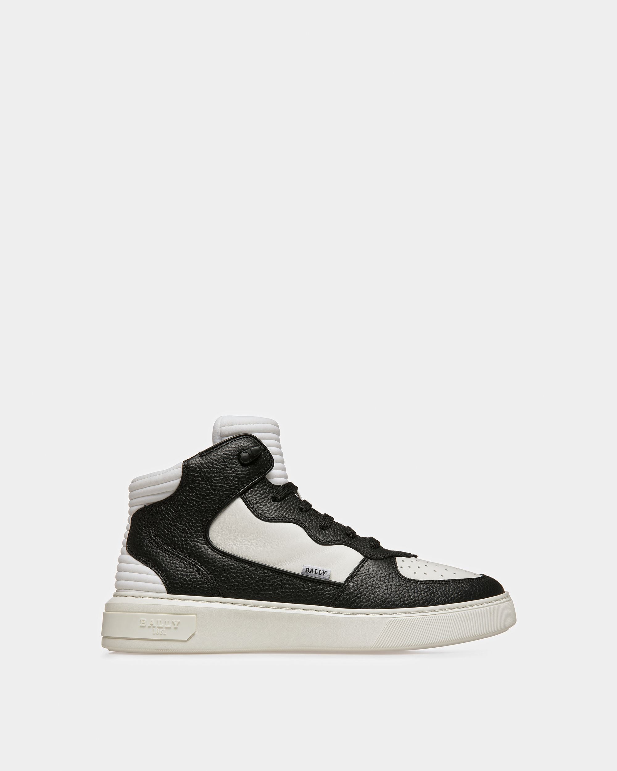 Martyn Leather And Fabric Sneakers In Black And White - Men's - Bally - 01