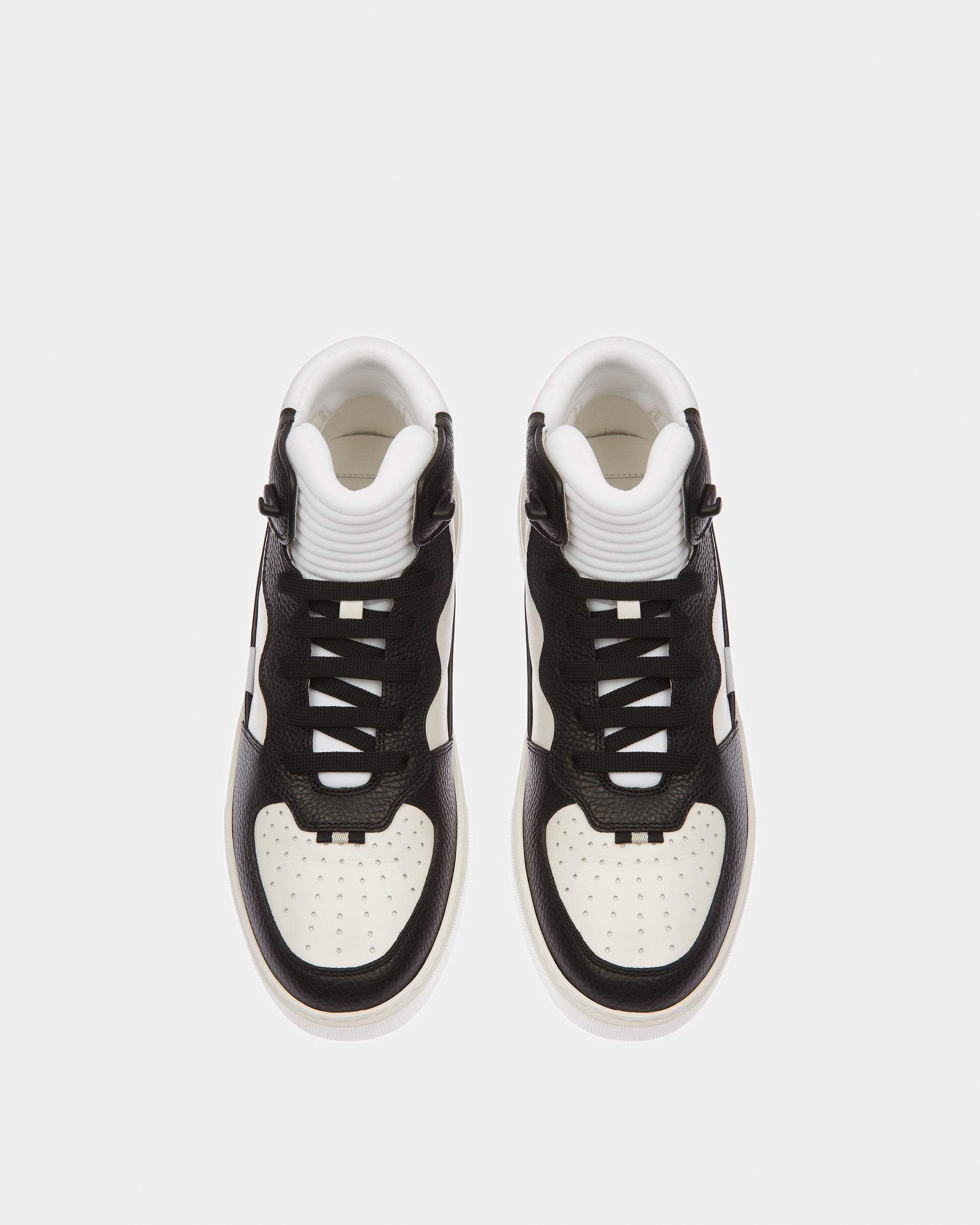 Martyn Leather And Fabric Sneakers In Black And White - Men's - Bally - 02