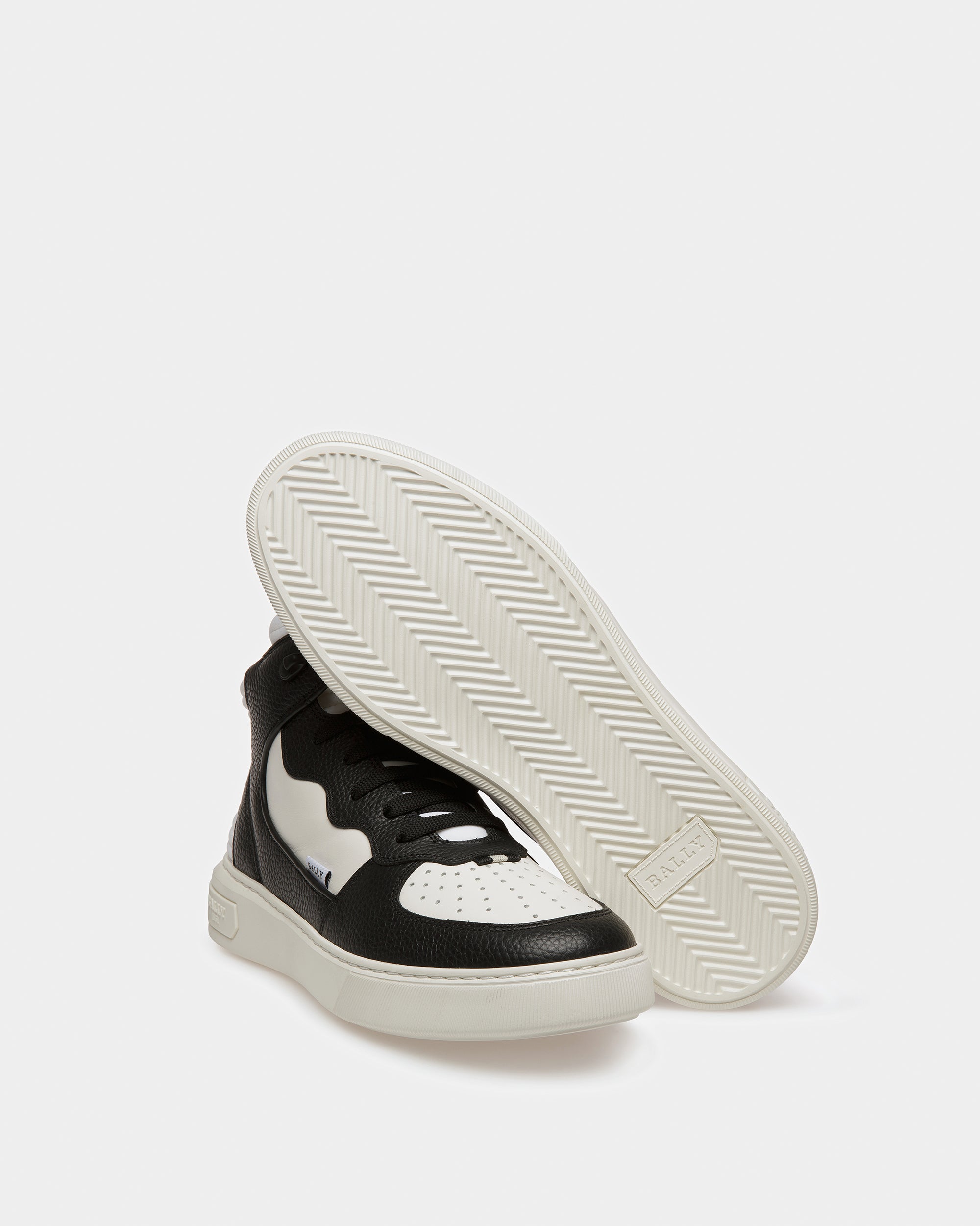 Martyn Leather And Fabric Sneakers In Black And White - Men's - Bally - 05