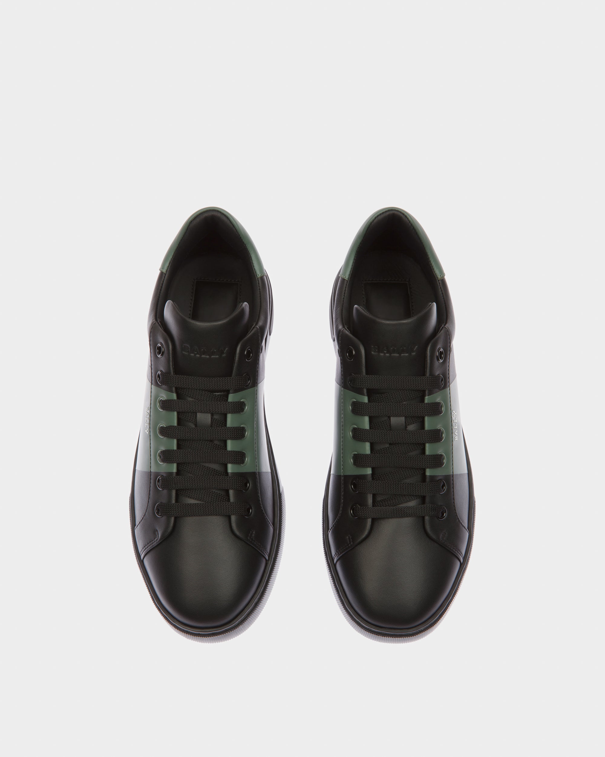 Mitty Leather Sneakers In Black & Green - Men's - Bally - 02