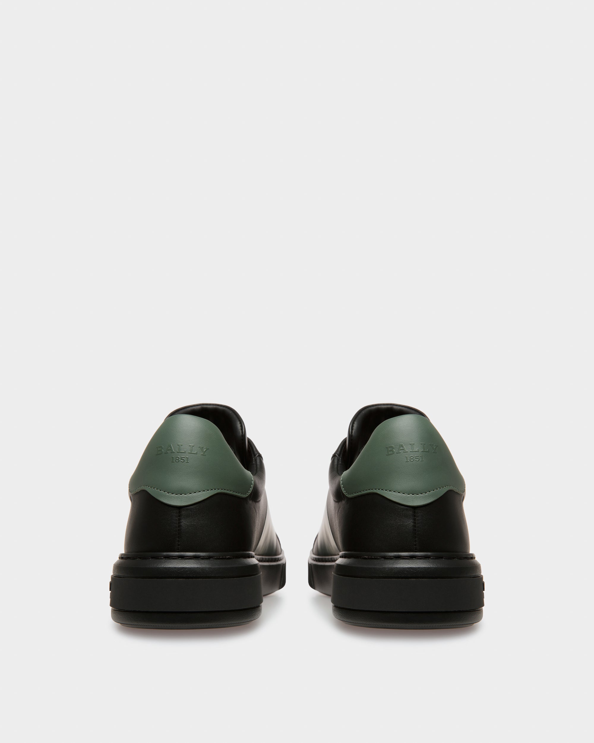 Mitty Leather Sneakers In Black & Green - Men's - Bally - 04