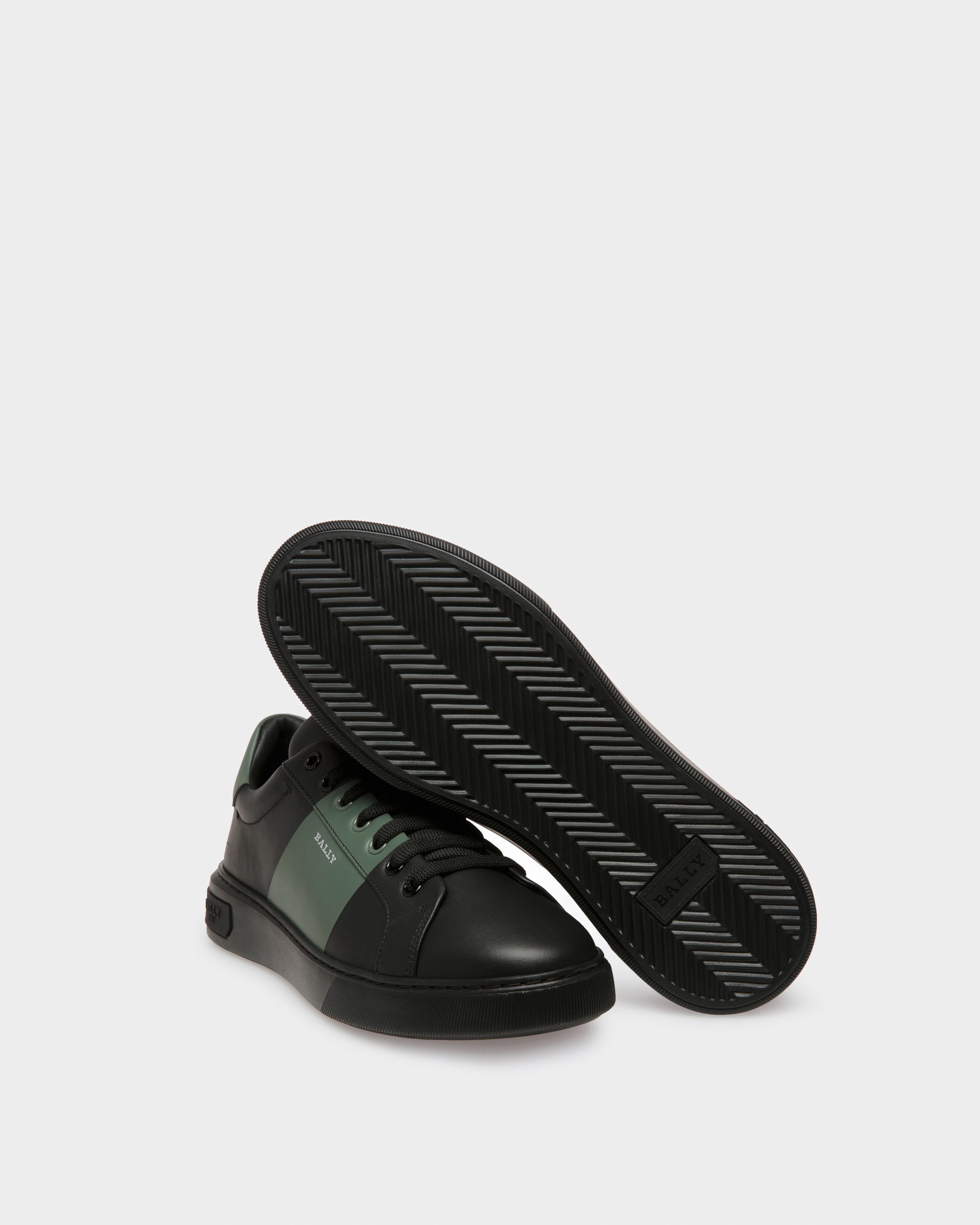Mitty Leather Sneakers In Black & Green - Men's - Bally - 05