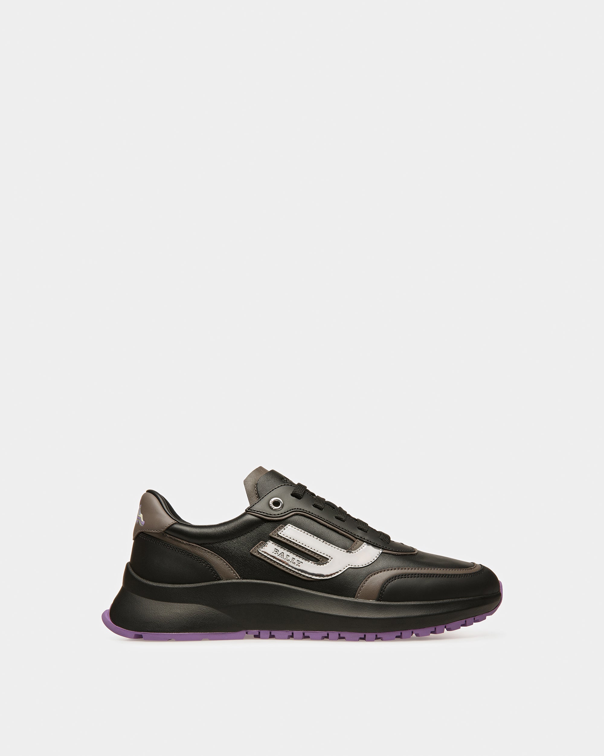Demmy Leather Sneakers In Black And Dark Mineral - Men's - Bally - 01