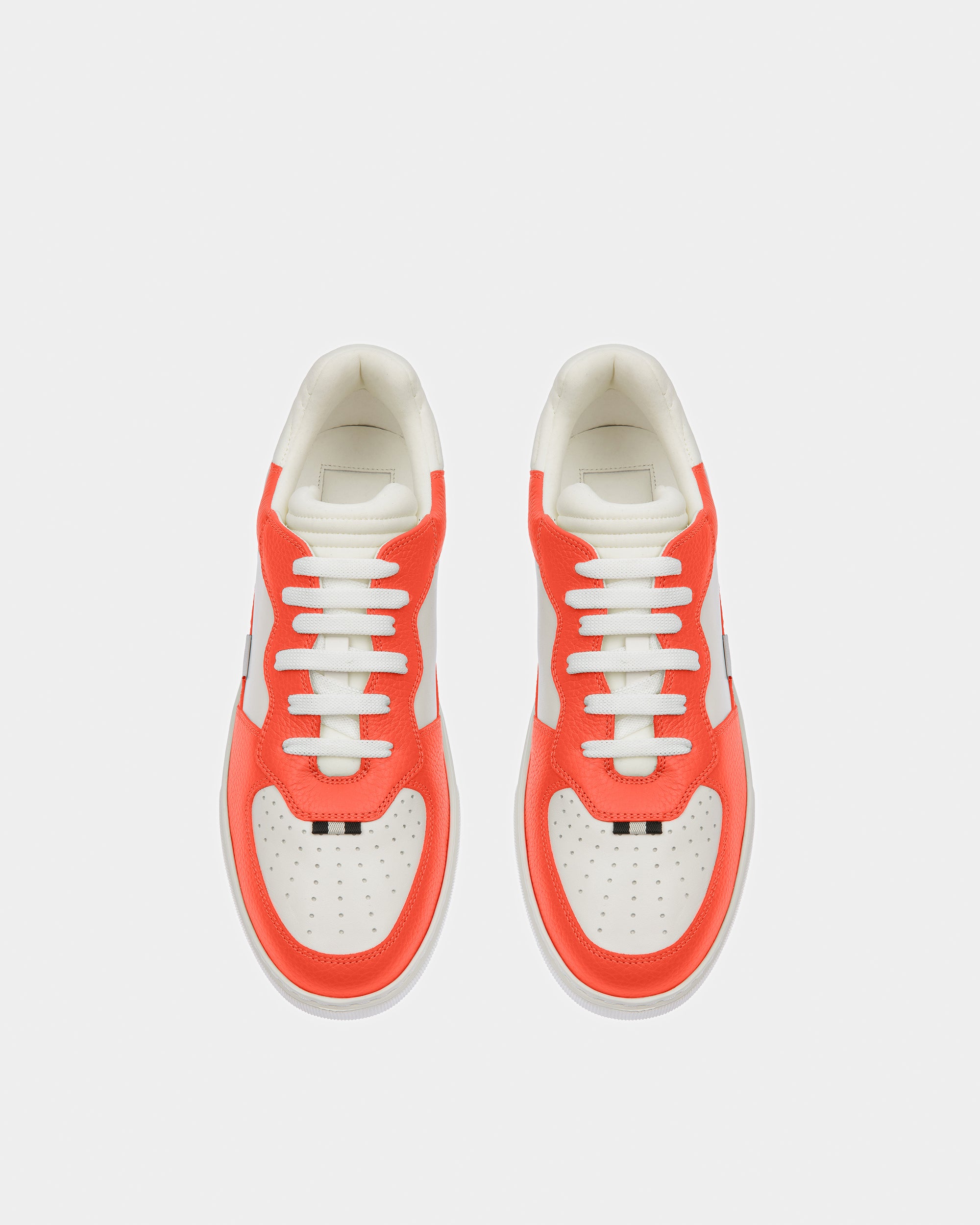 Mark Leather Sneakers In Orange And White - Men's - Bally - 02