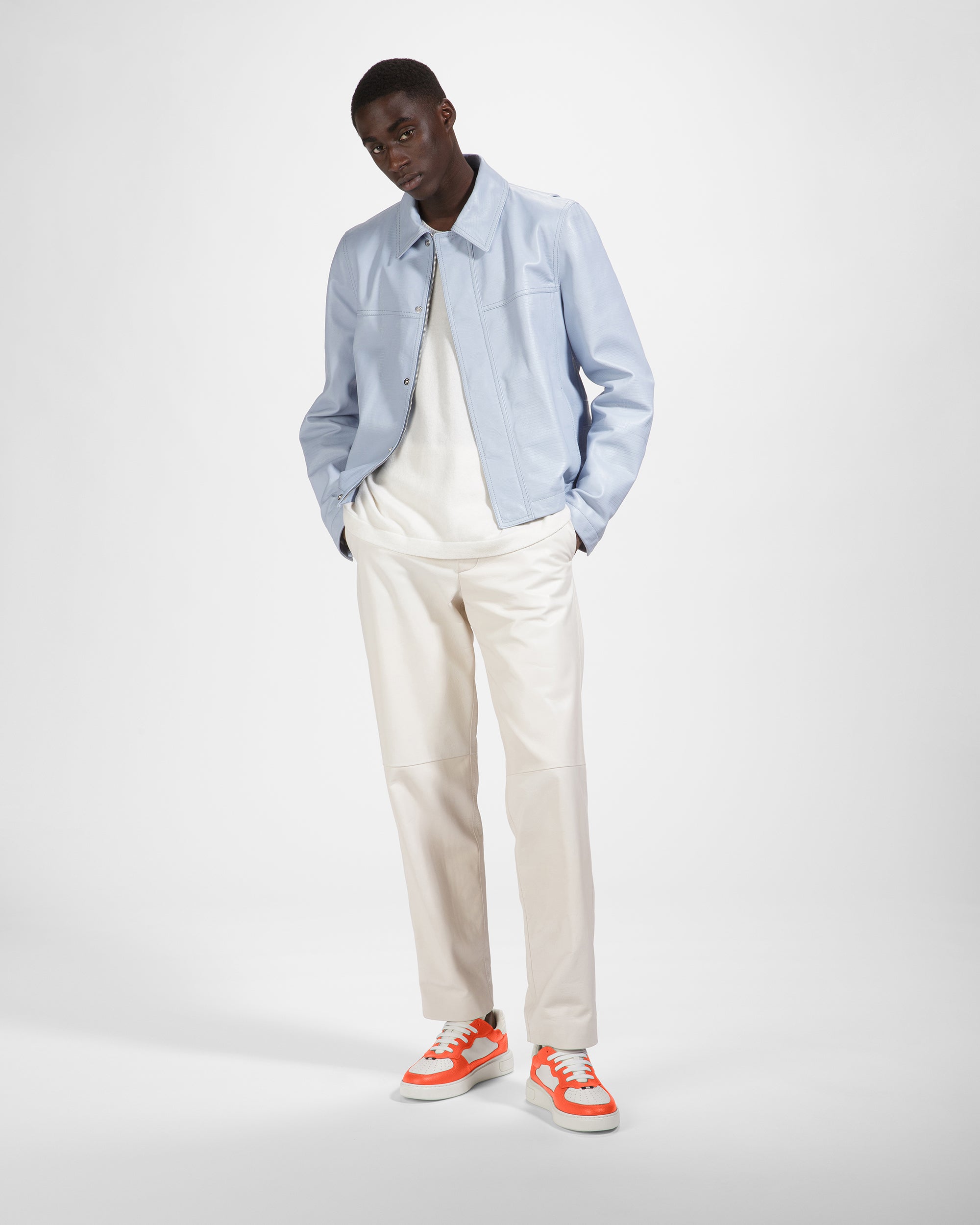 Mark Leather Sneakers In Orange And White - Men's - Bally - 03