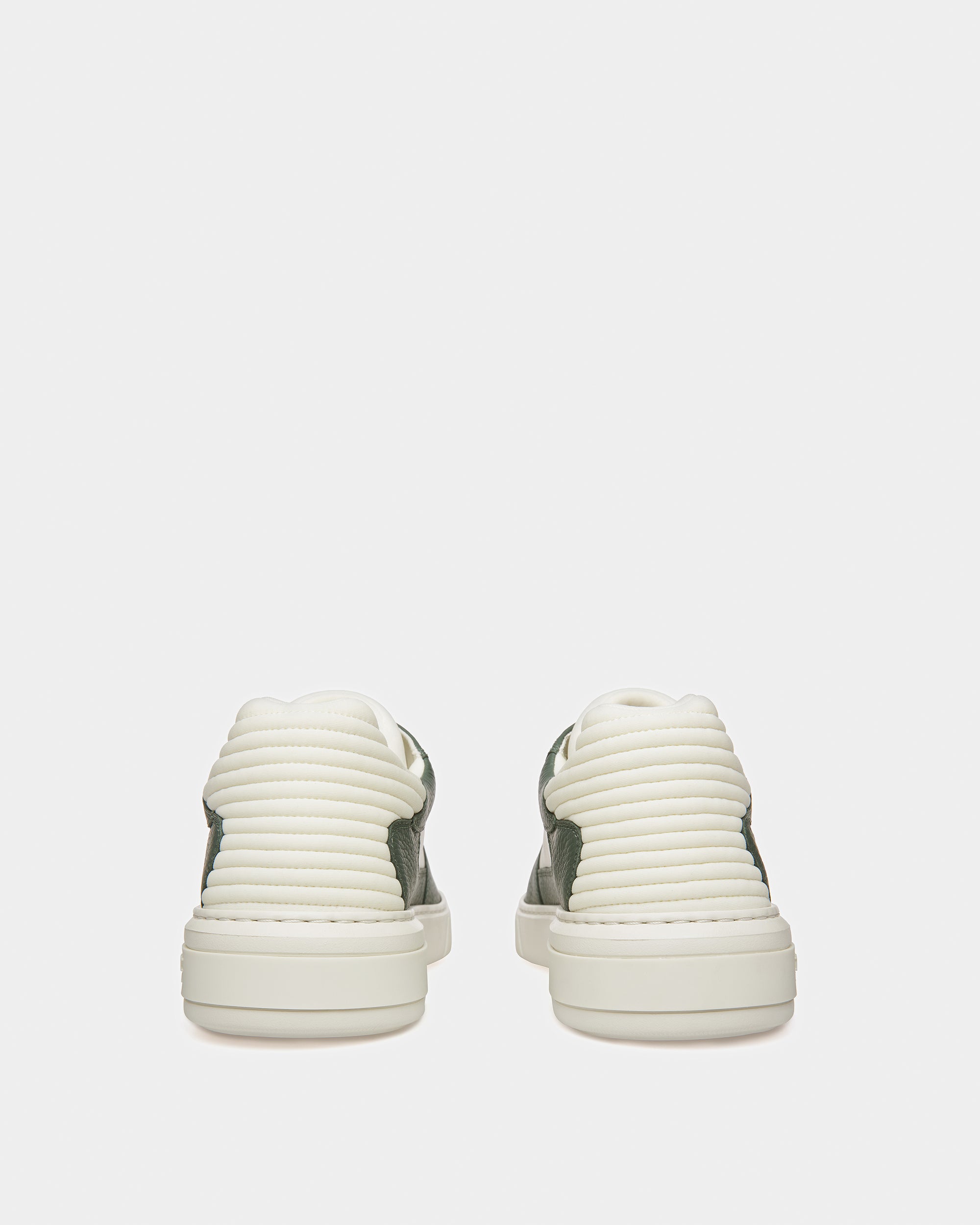 Mark Leather And Fabric Sneakers In Sage And White - Men's - Bally - 04