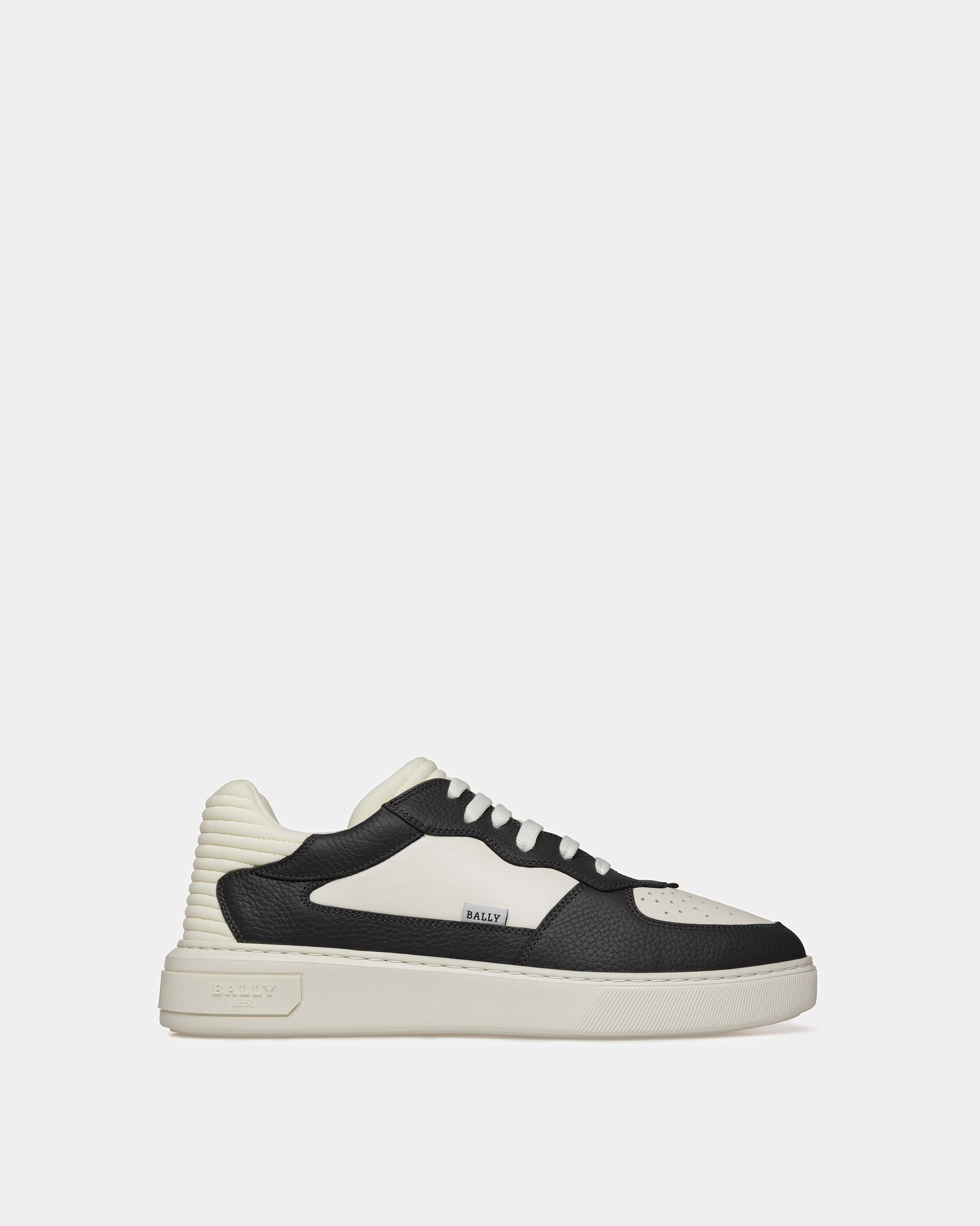 Mark Leather And Fabric Sneakers In Black And White - Men's - Bally - 01