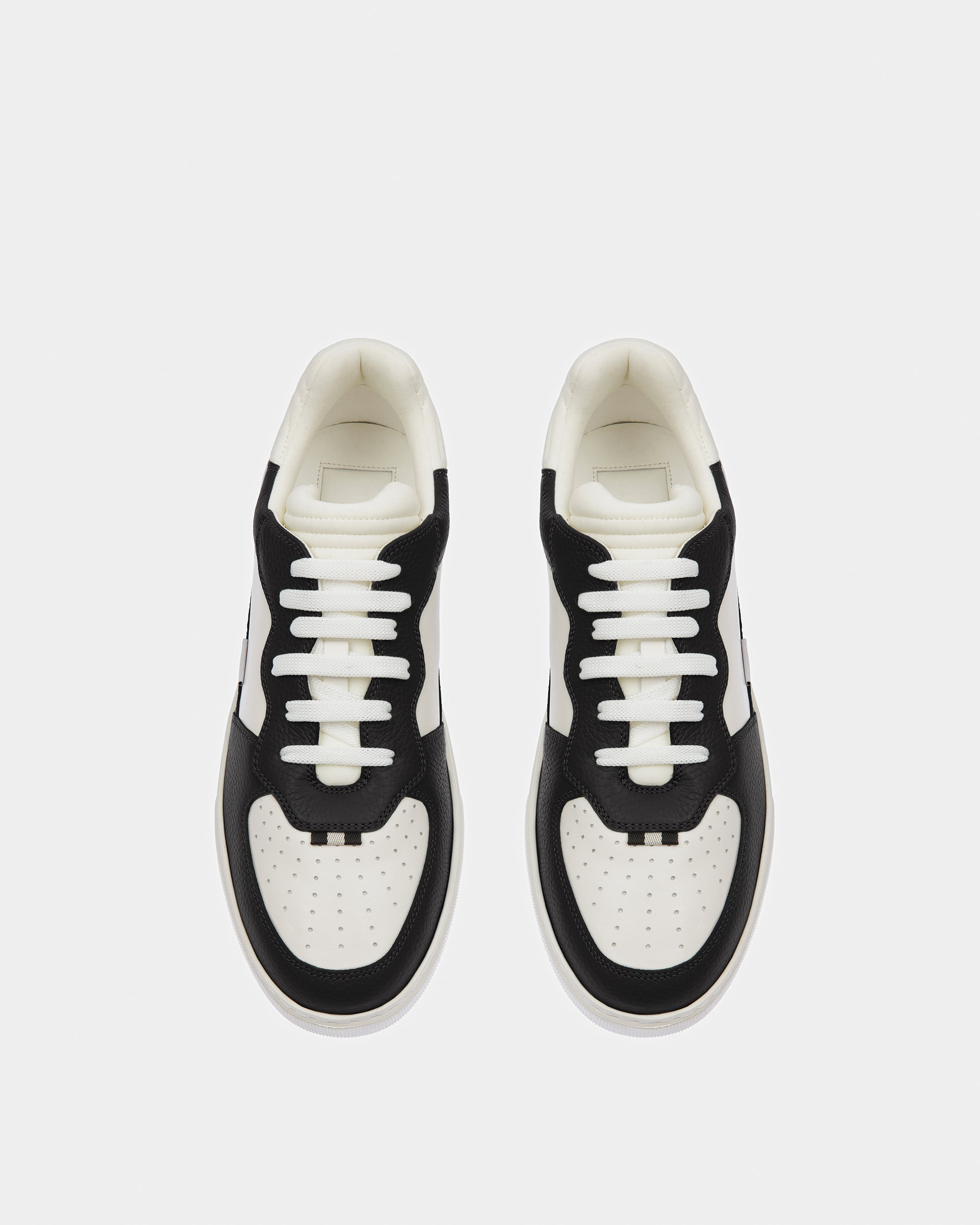 Mark Leather And Fabric Sneakers In Black And White - Men's - Bally - 02