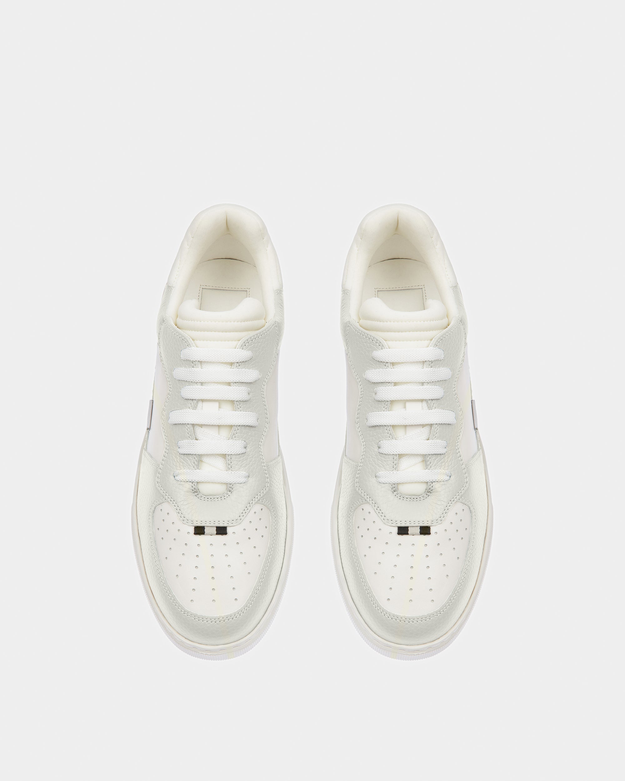 Mark Leather And Fabric Sneakers In White - Men's - Bally - 02