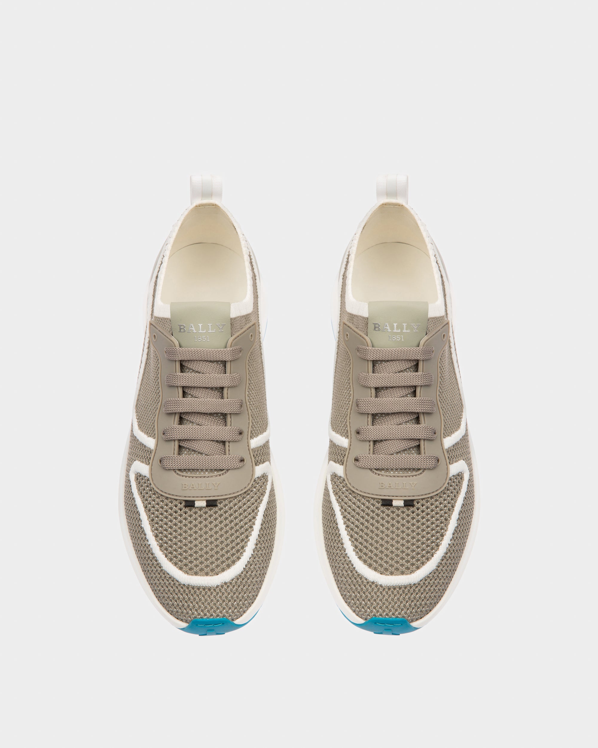 Davyn Mesh And Leather Sneakers In Grey And White - Men's - Bally - 02