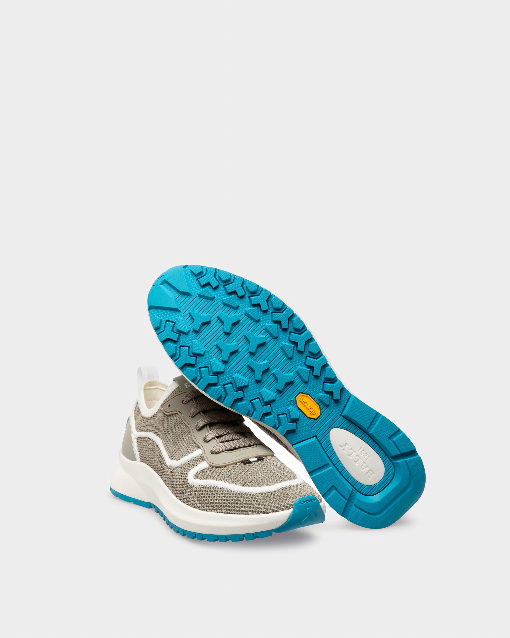 Davyn Mesh And Leather Sneakers In Grey And White - Men's - Bally - 05