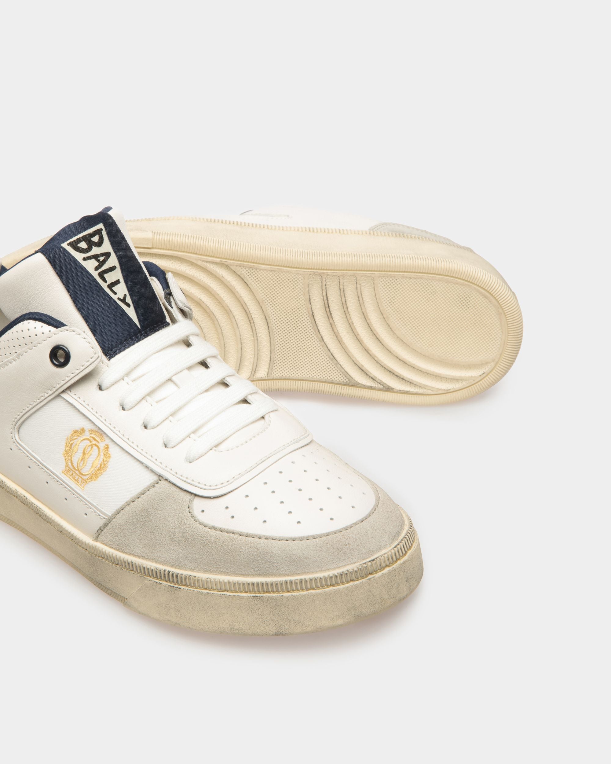 Raise Sneakers In Dusty White And Midnight Leather And Fabric - Men's - Bally - 04