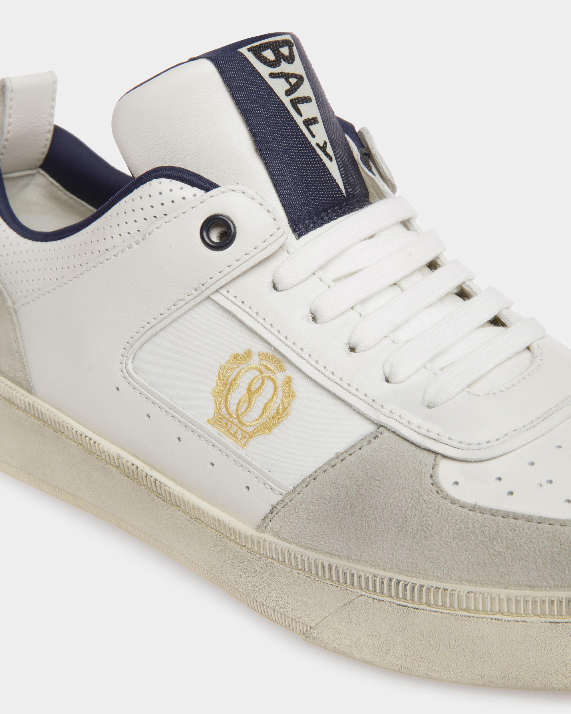 Raise Sneakers In Dusty White And Midnight Leather And Fabric - Men's - Bally - 05
