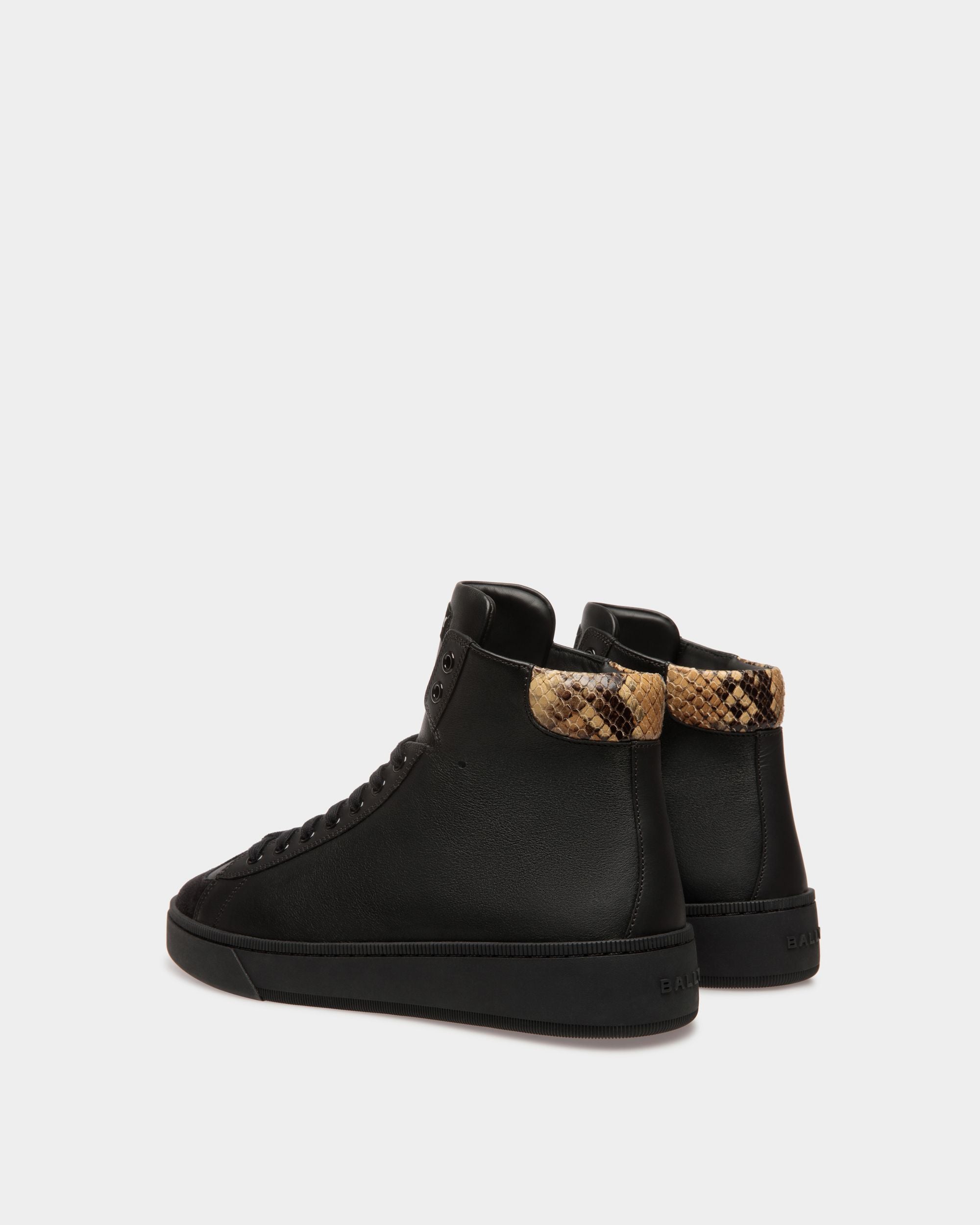 Raise Sneakers In Black And Python Print Leather - Men's - Bally - 04