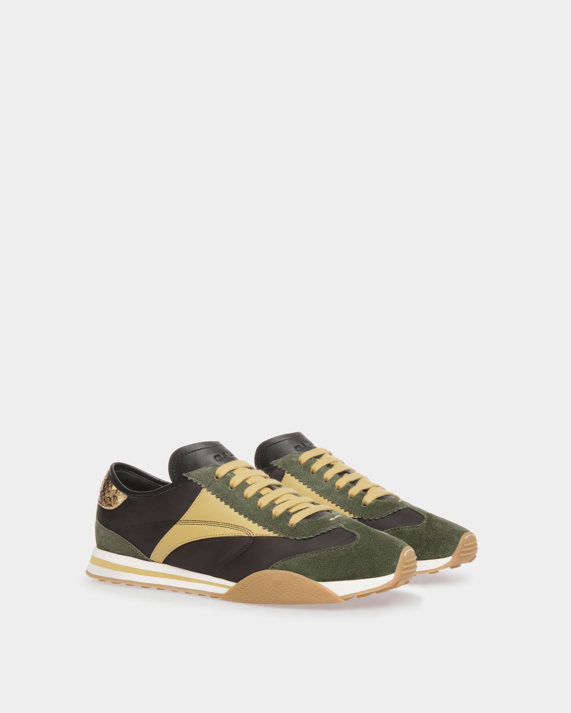 Sussex Sneakers In Green And Black Leather And Fabric - Men's - Bally - 03