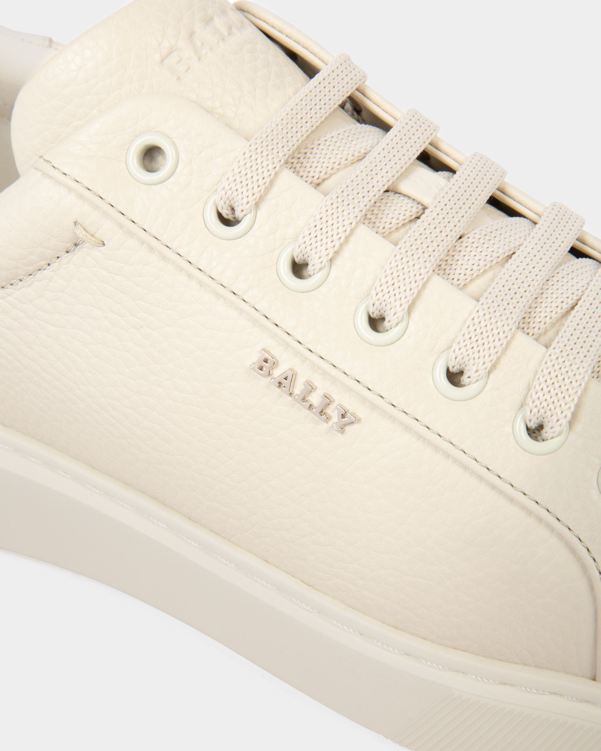 Miky Leather Sneakers In Denty White & White - Men's - Bally - 03