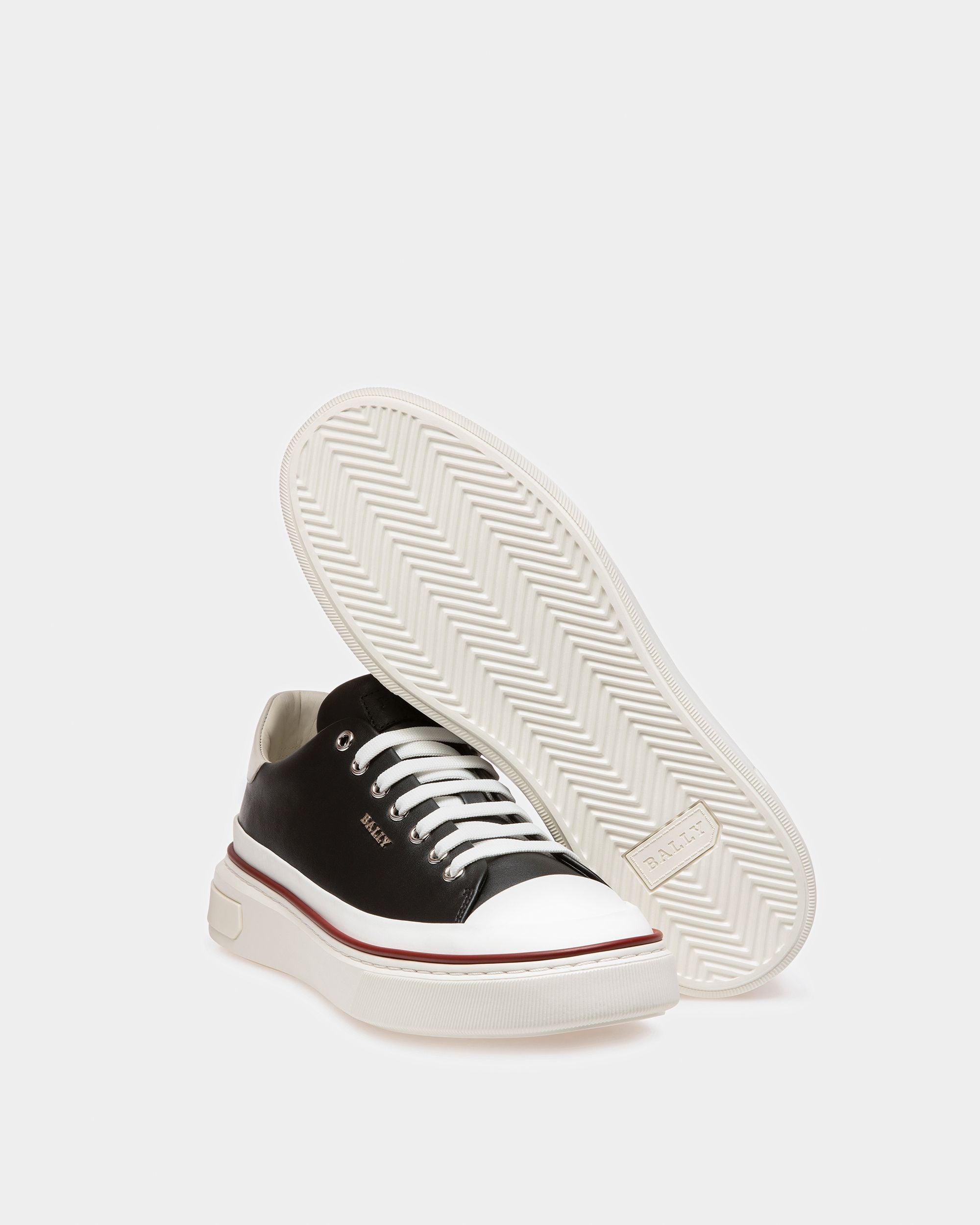 Maily Leather Sneakers In Black & White - Men's - Bally - 03