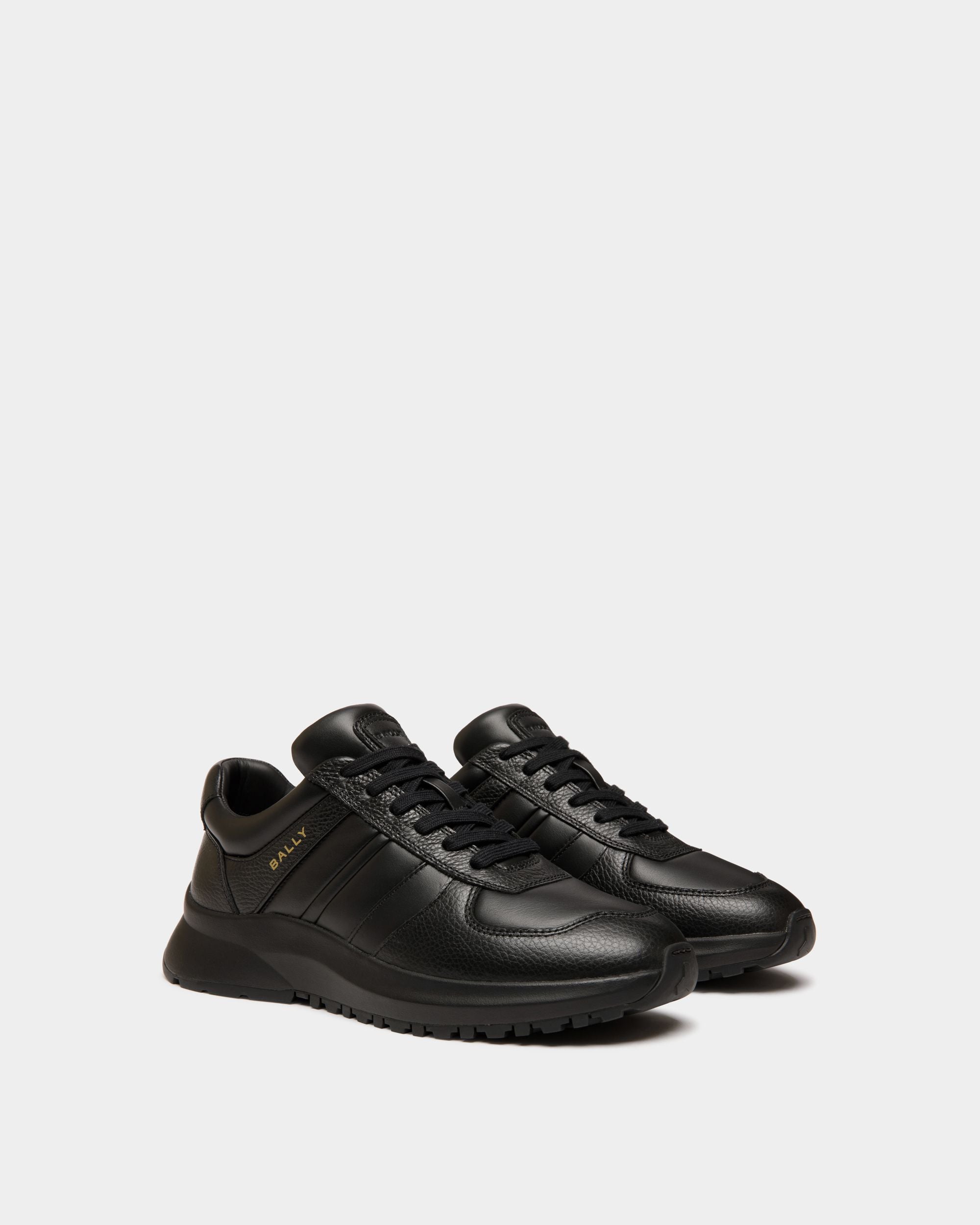 Outline Sneaker in Black Leather - Men's - Bally - 02