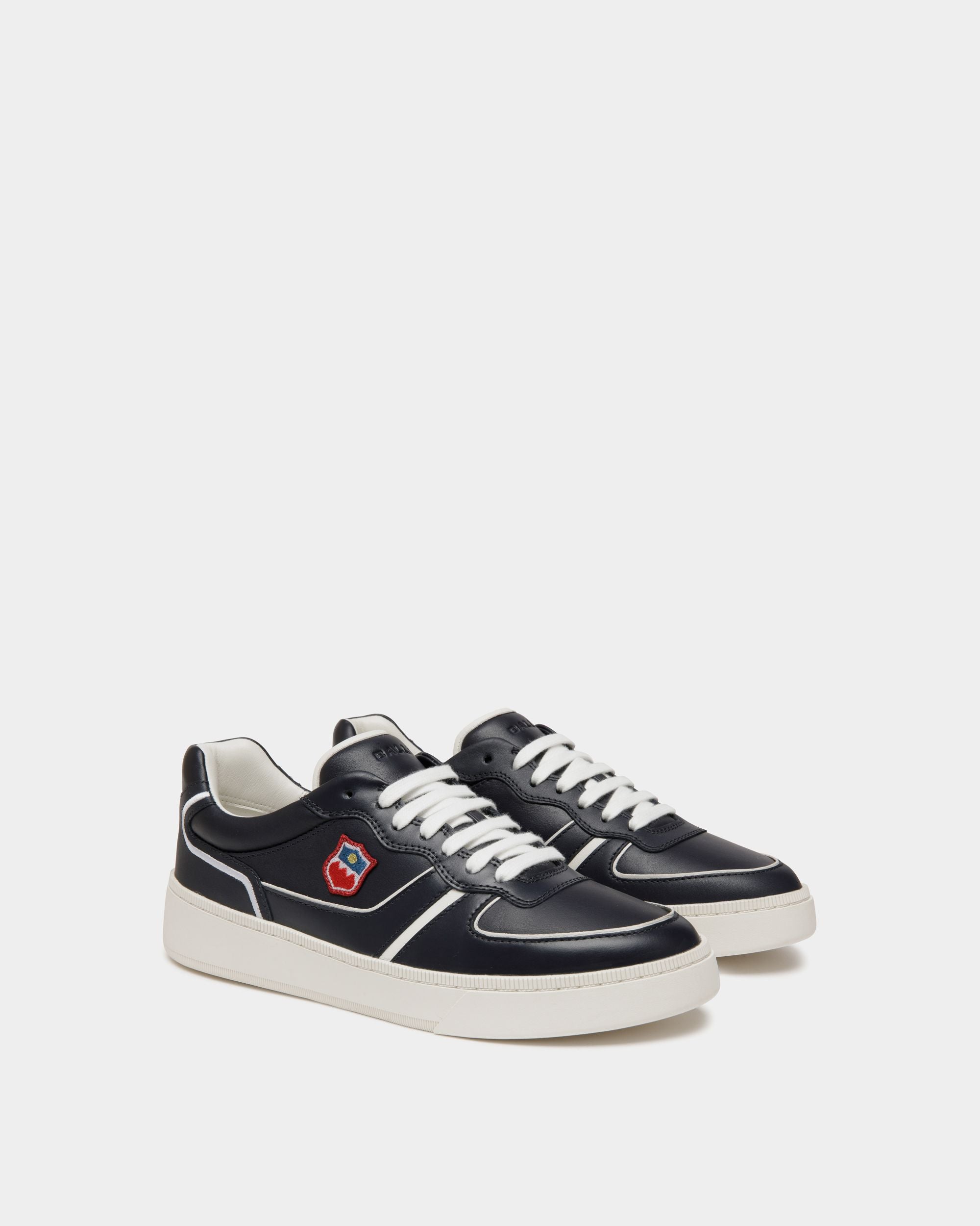 Raise Sneaker in Navy Blue and White Leather - Men's - Bally - 03