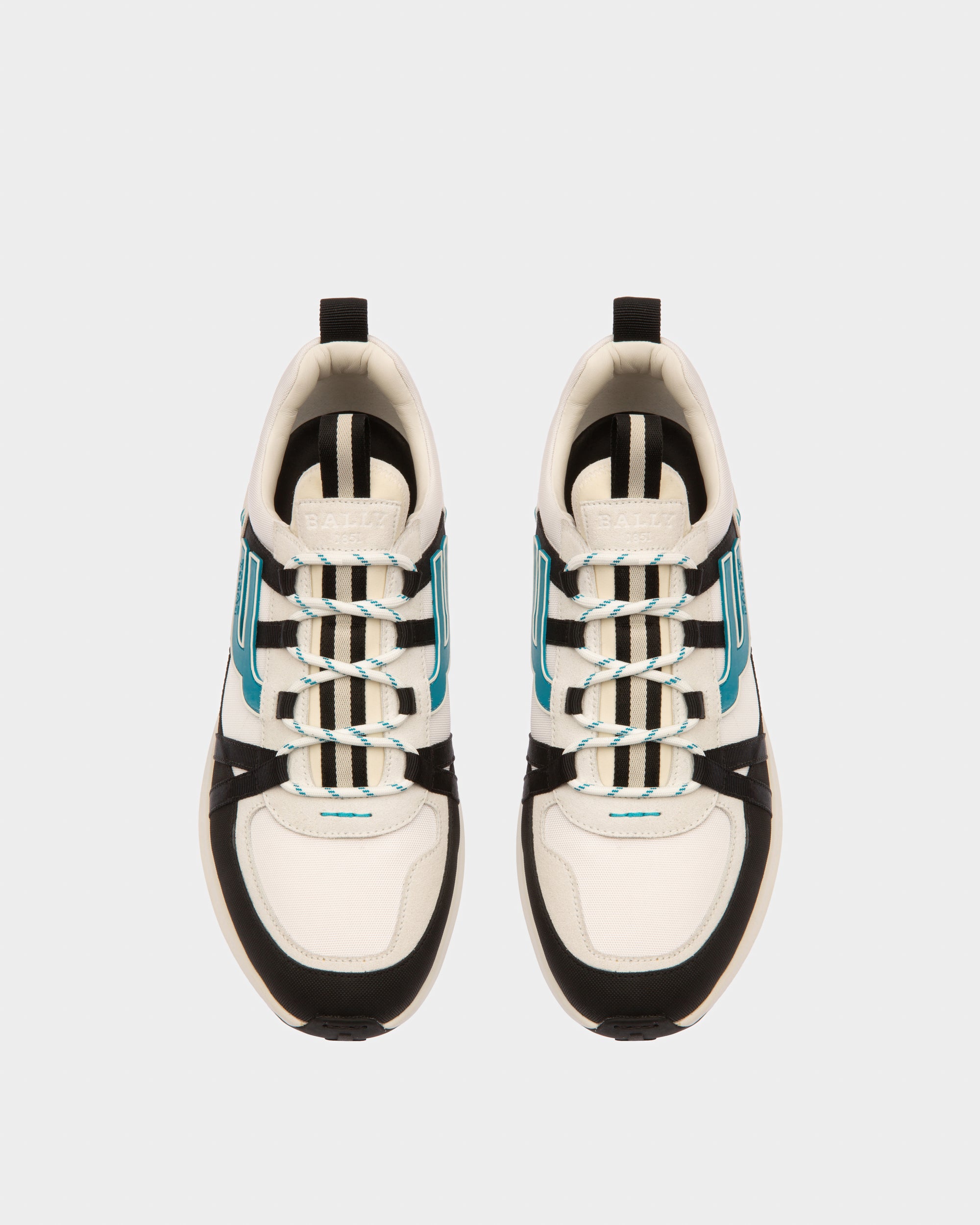 Damon Fabric And Leather Sneakers In Black And White - Men's - Bally - 02