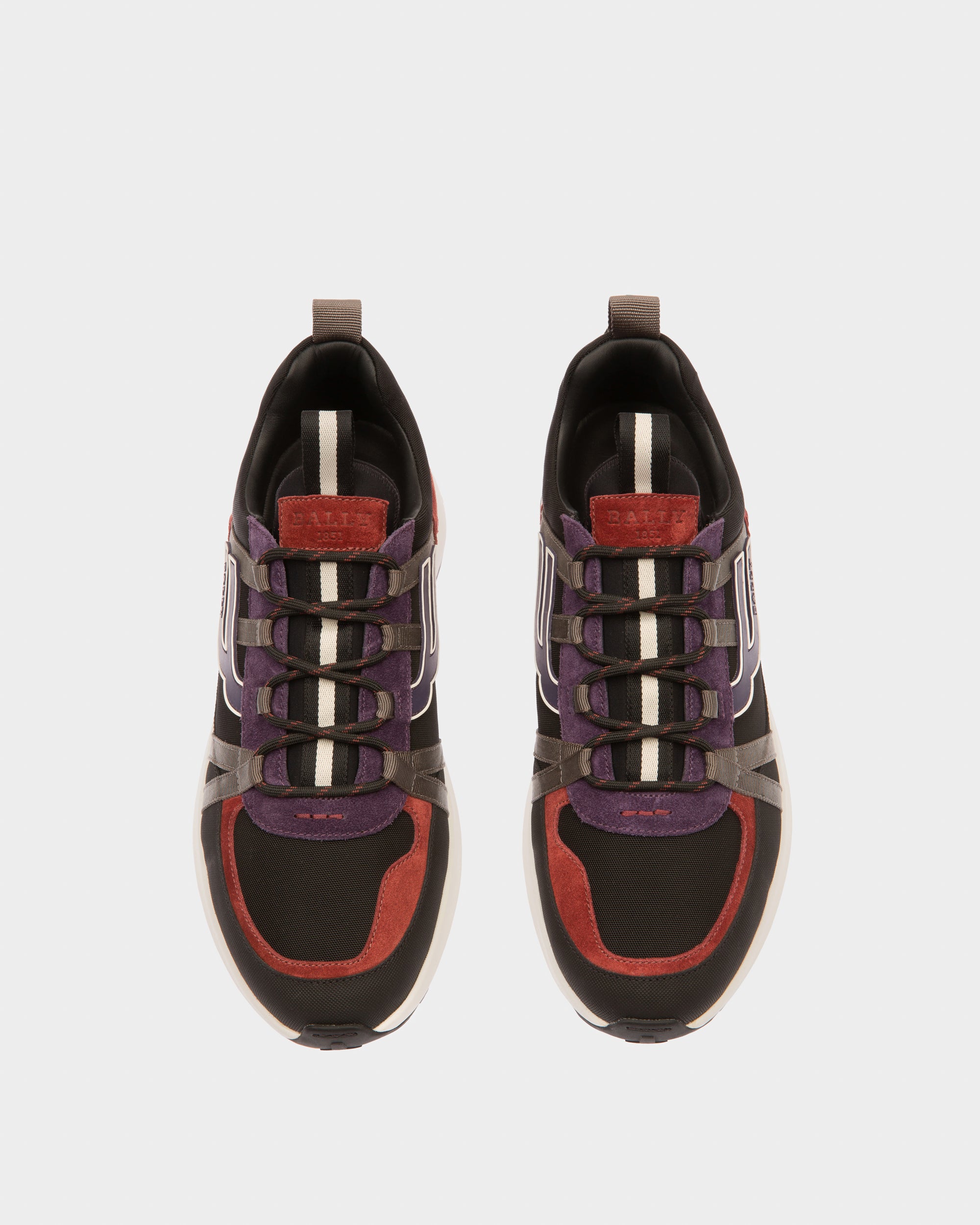 Damon Fabric And Leather Sneakers In Black And Heritage Red - Men's - Bally - 03