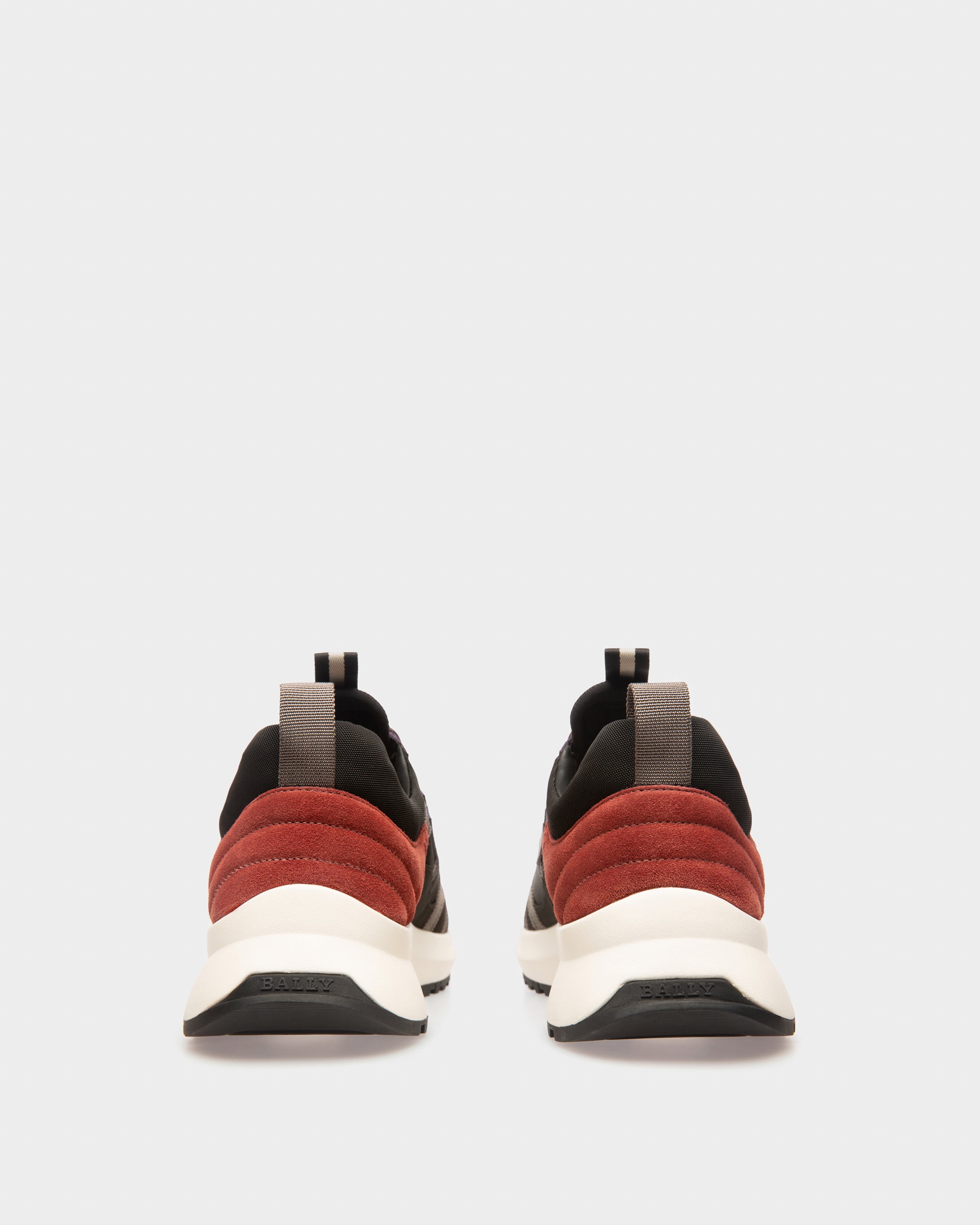 Damon Fabric And Leather Sneakers In Black And Heritage Red - Men's - Bally - 04