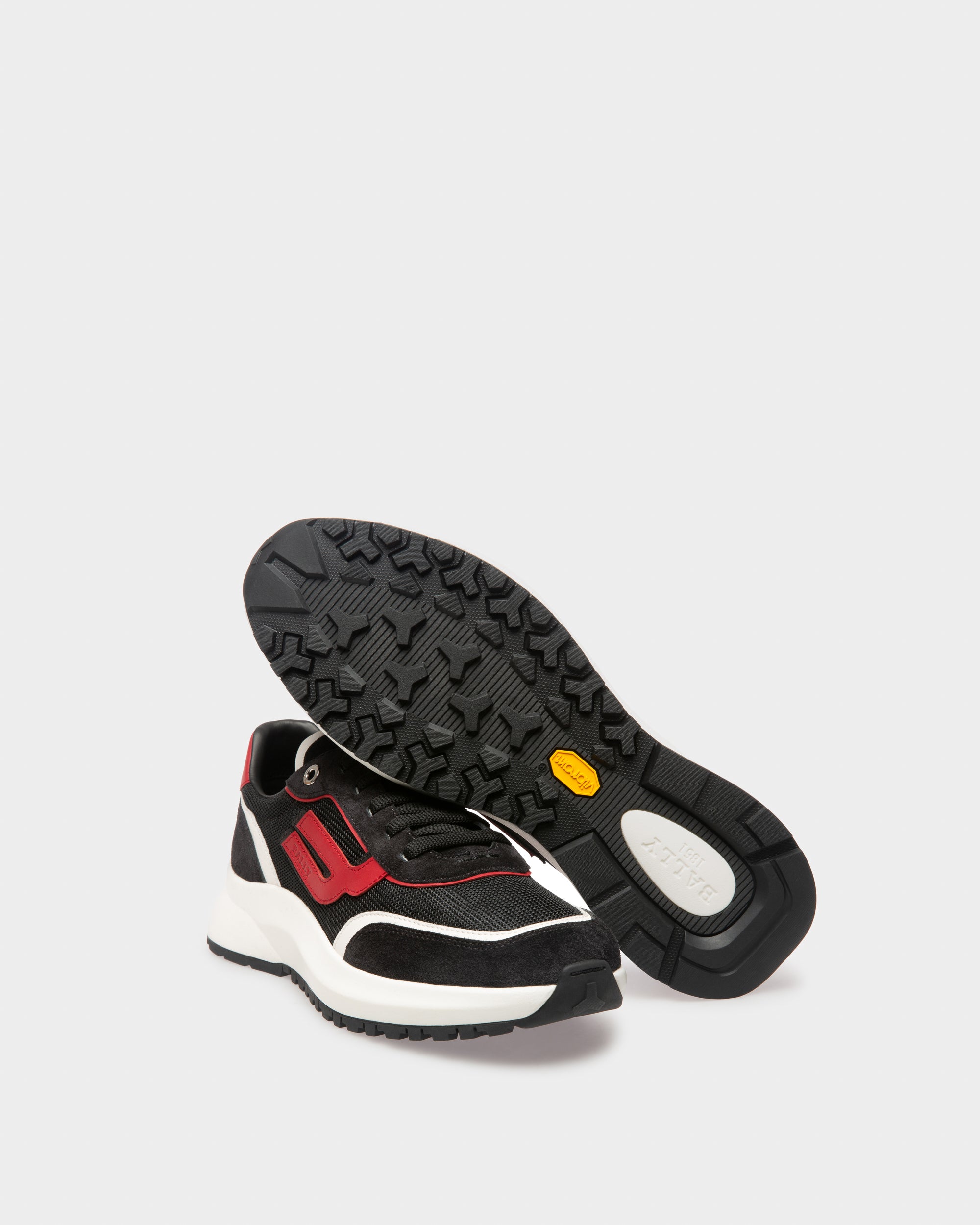 Demmy Mesh And Leather Sneakers In Black - Men's - Bally - 03