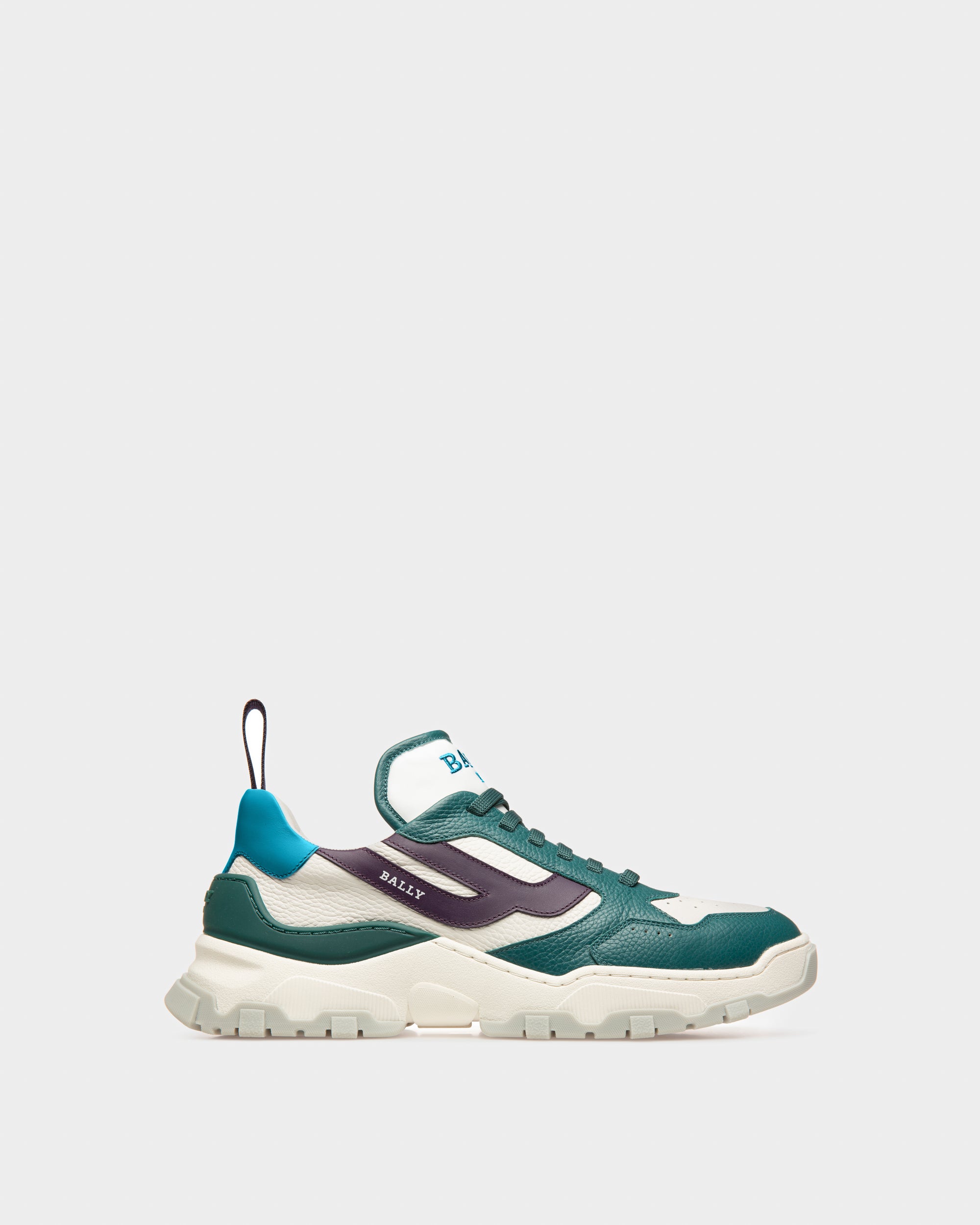 Holden Leather And Fabric Sneakers In Green And White - Men's - Bally - 01
