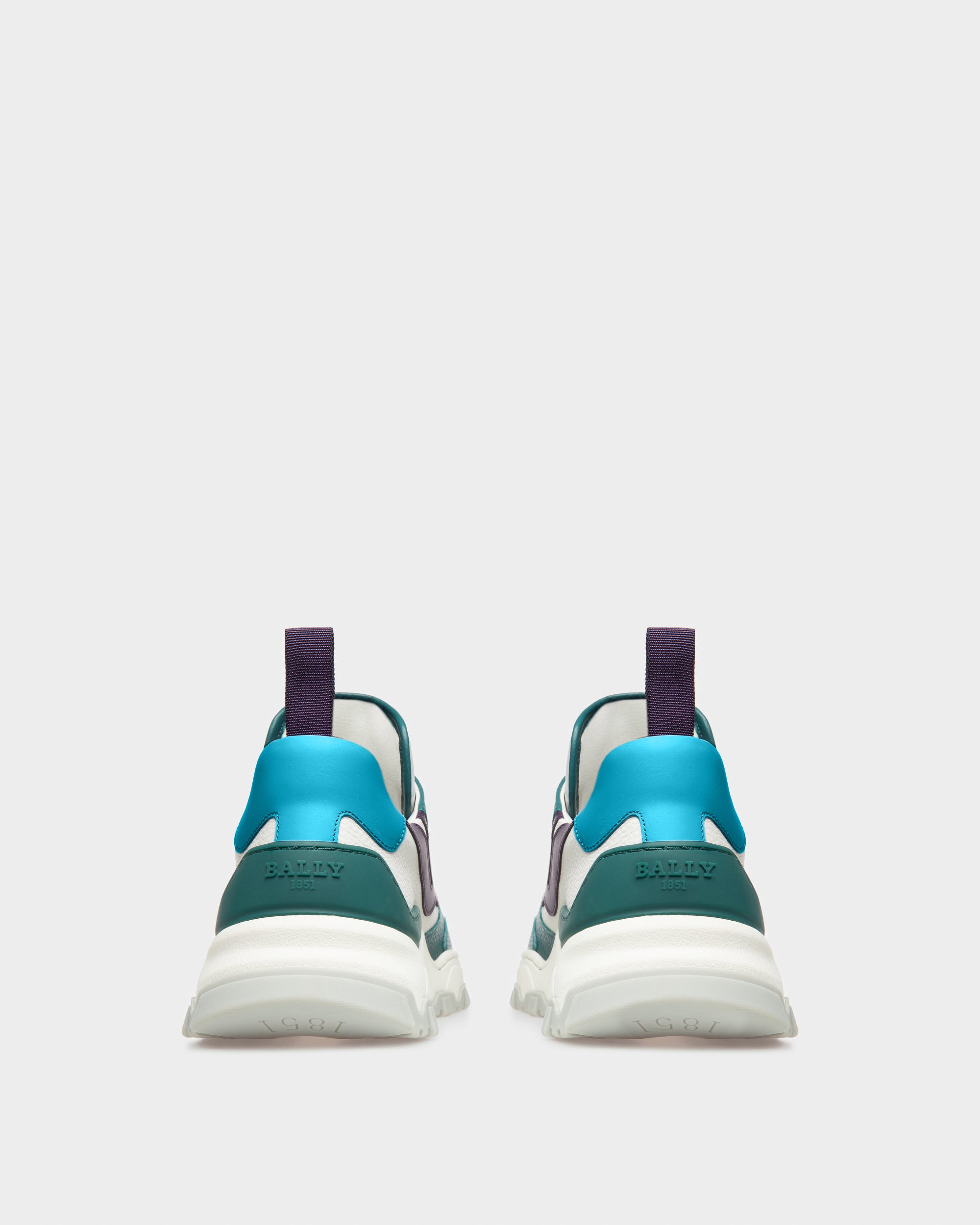 Holden Leather And Fabric Sneakers In Green And White - Men's - Bally - 04