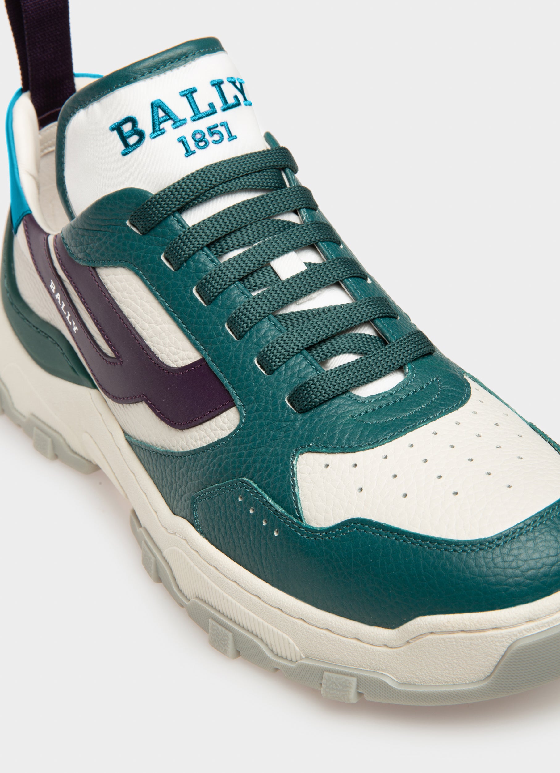 Holden Leather And Fabric Sneakers In Green And White - Men's - Bally - 06