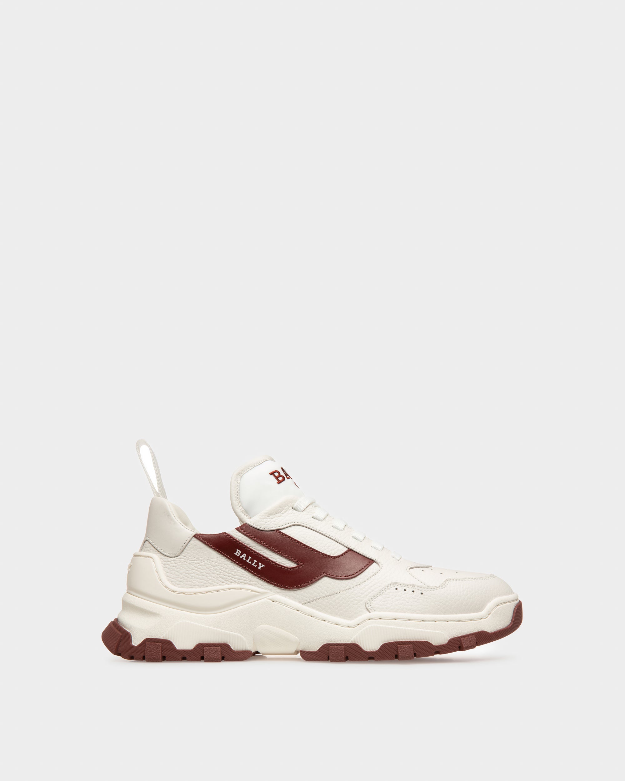 Holden Leather And Fabric Sneakers In White And Heritage Red - Men's - Bally - 01