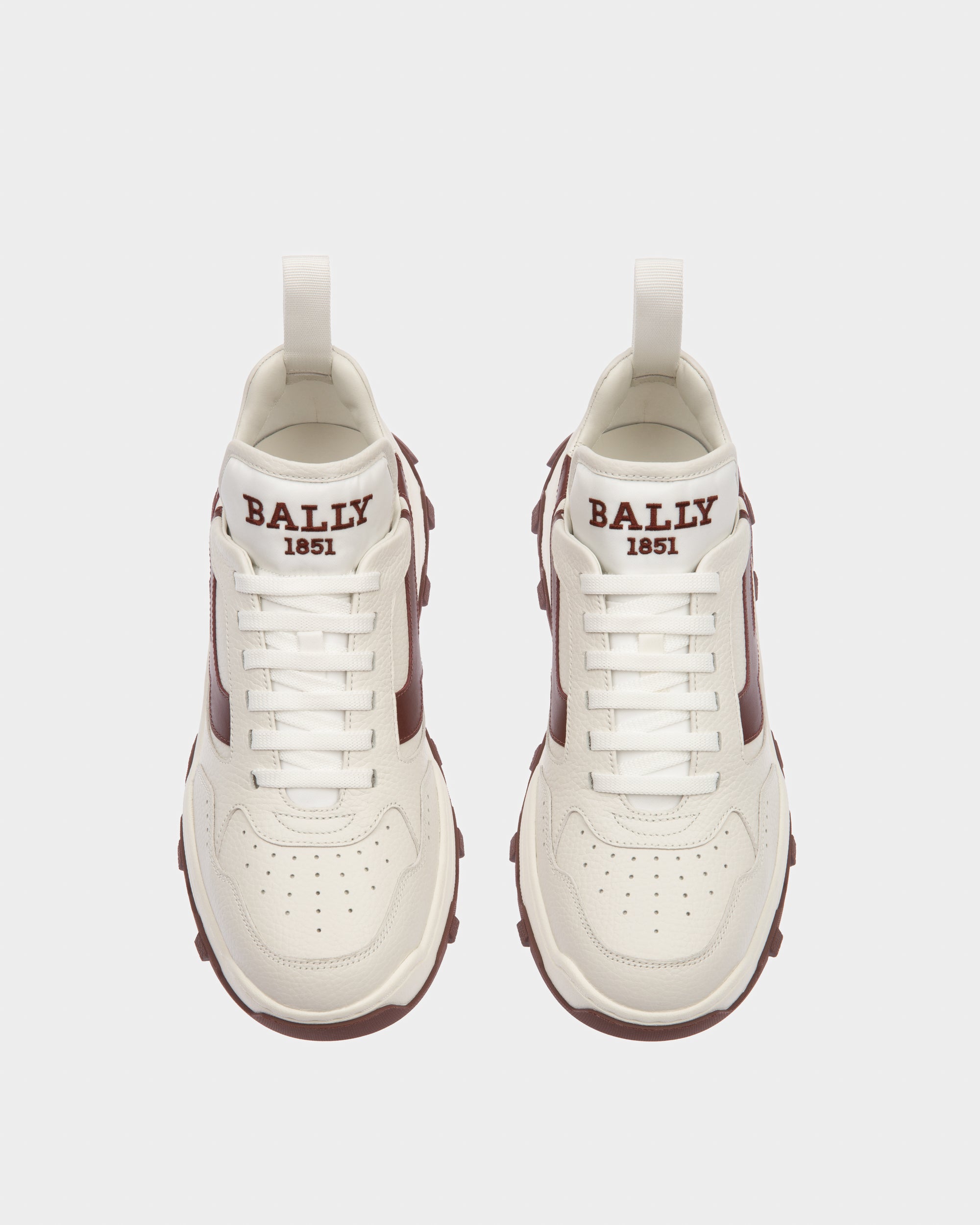 Holden Leather And Fabric Sneakers In White And Heritage Red - Men's - Bally - 02