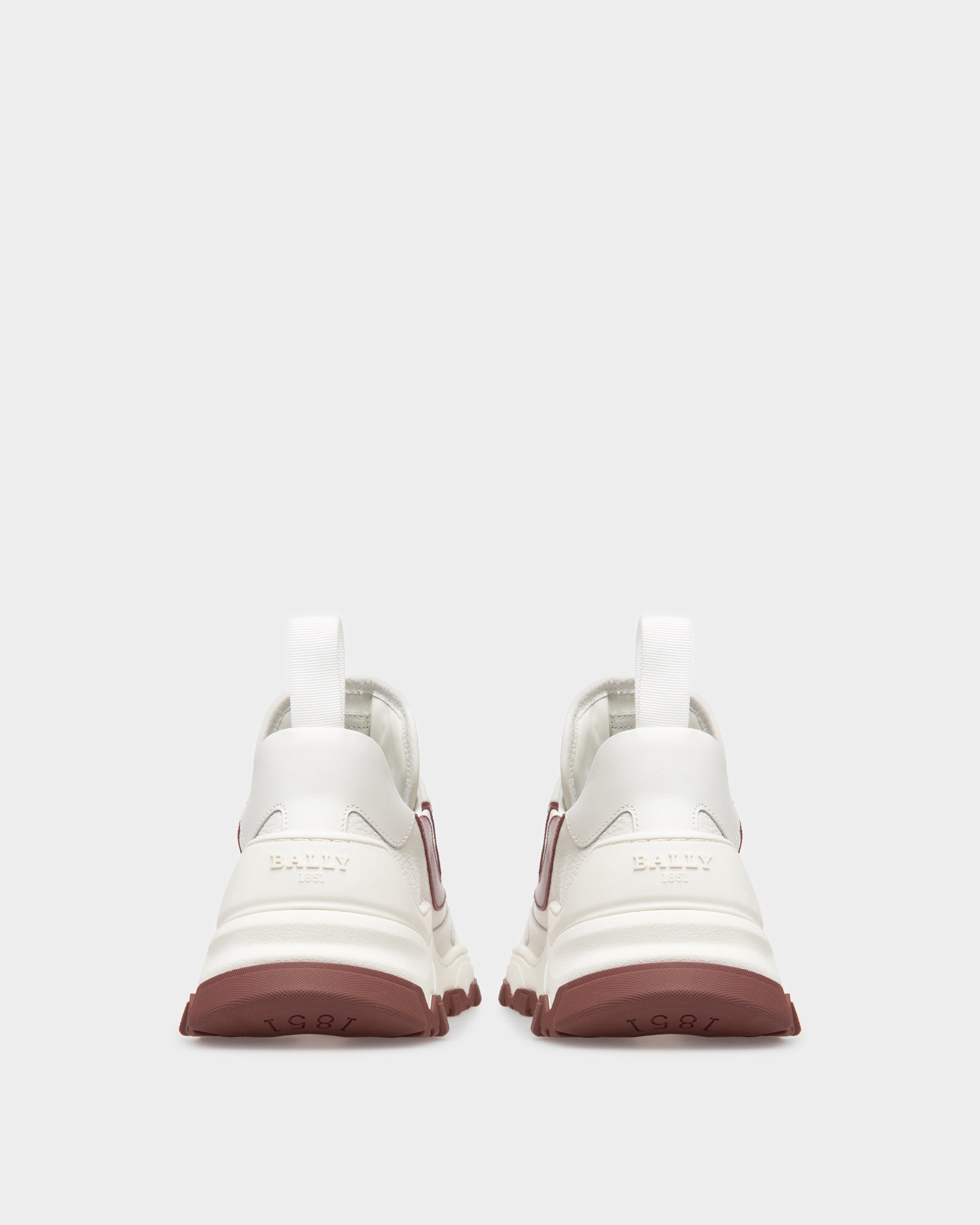 Holden Leather And Fabric Sneakers In White And Heritage Red - Men's - Bally - 04