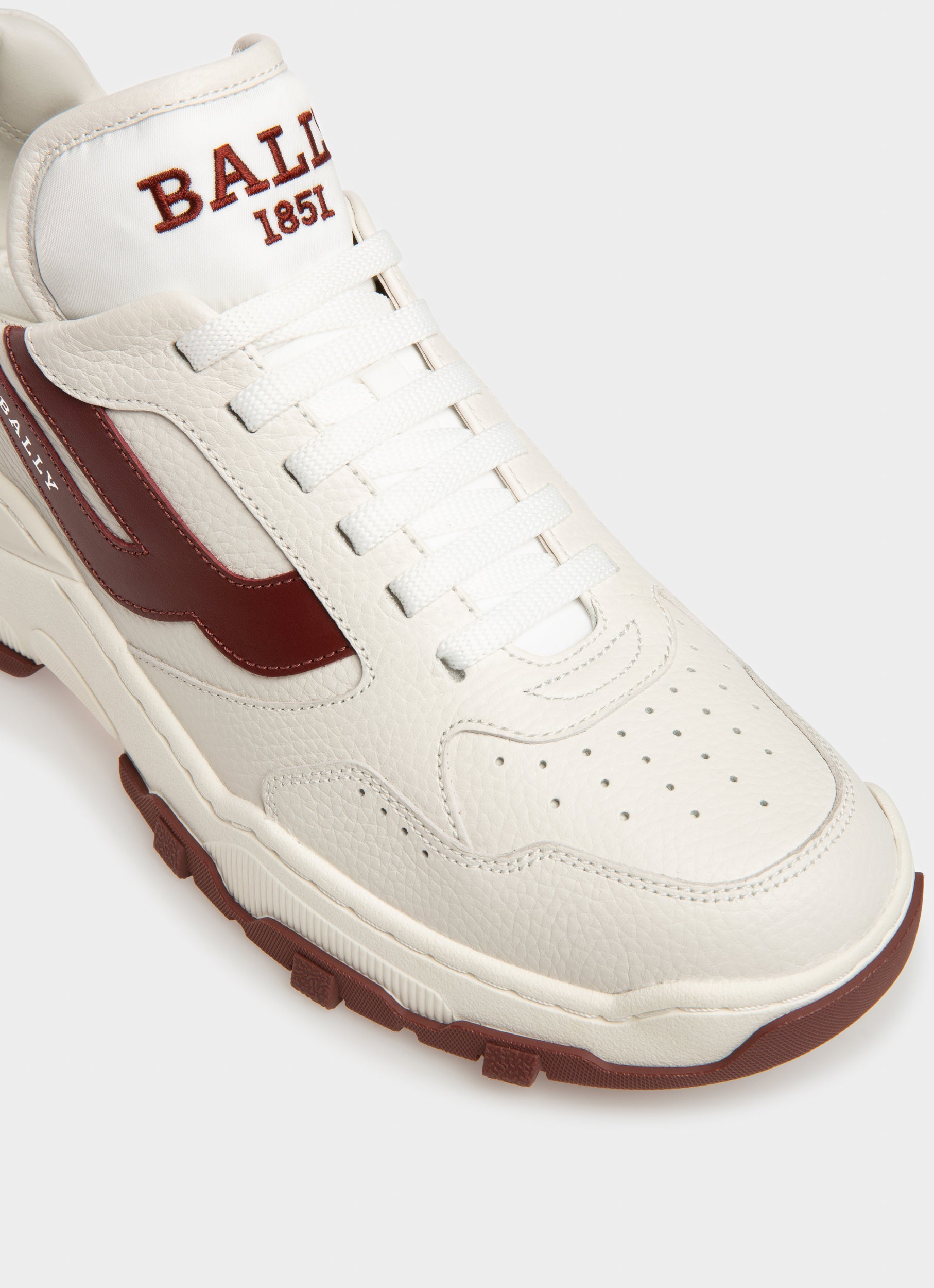 Holden Leather And Fabric Sneakers In White And Heritage Red - Men's - Bally - 06