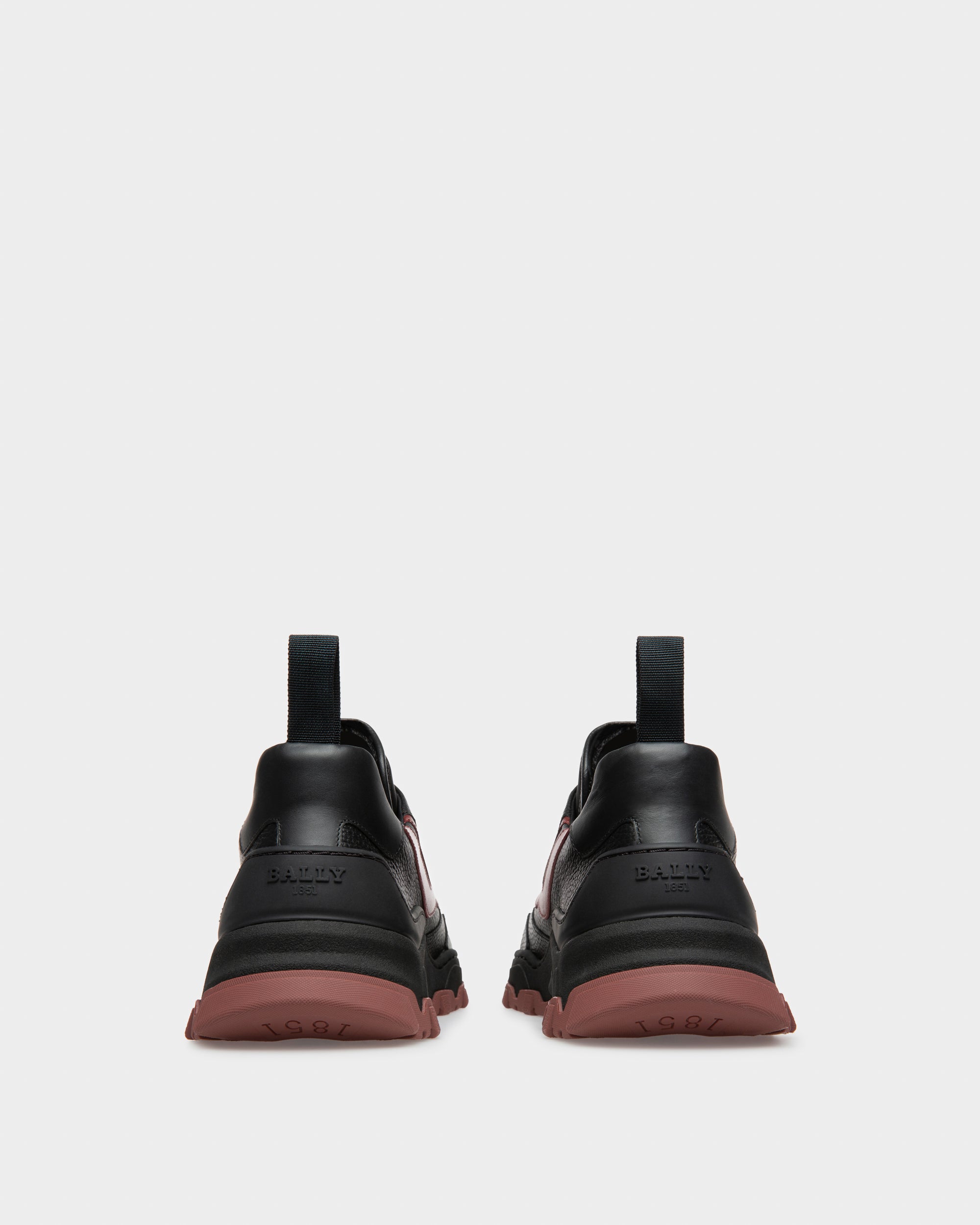 Holden Leather And Fabric Sneakers In Black And Heritage Red - Men's - Bally - 04