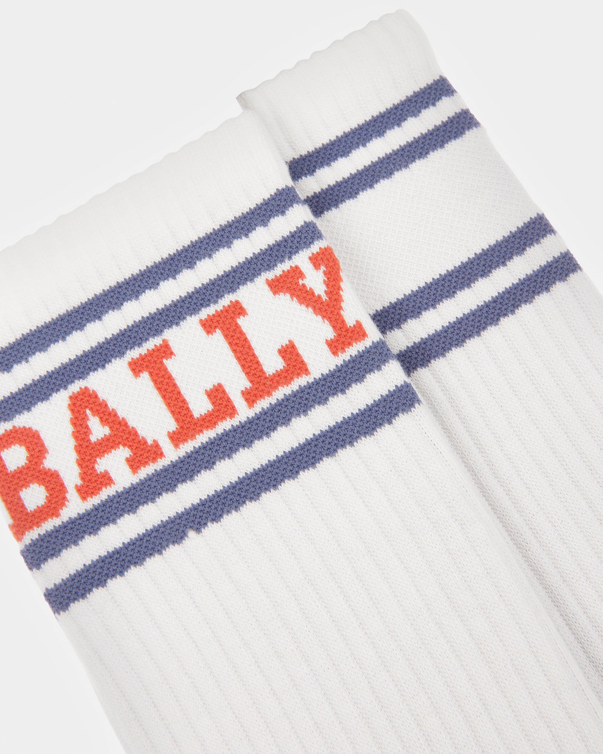Cotton Sport Socks In Navy And Red - Men's - Bally - 02
