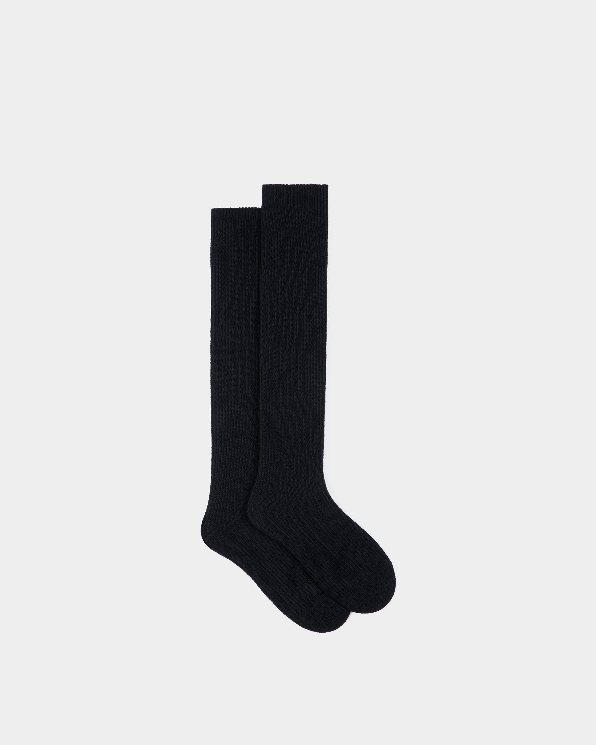 Adrien Brody Travel Collection Socks In Navy Blue Wool Blend - Men's - Bally - 01